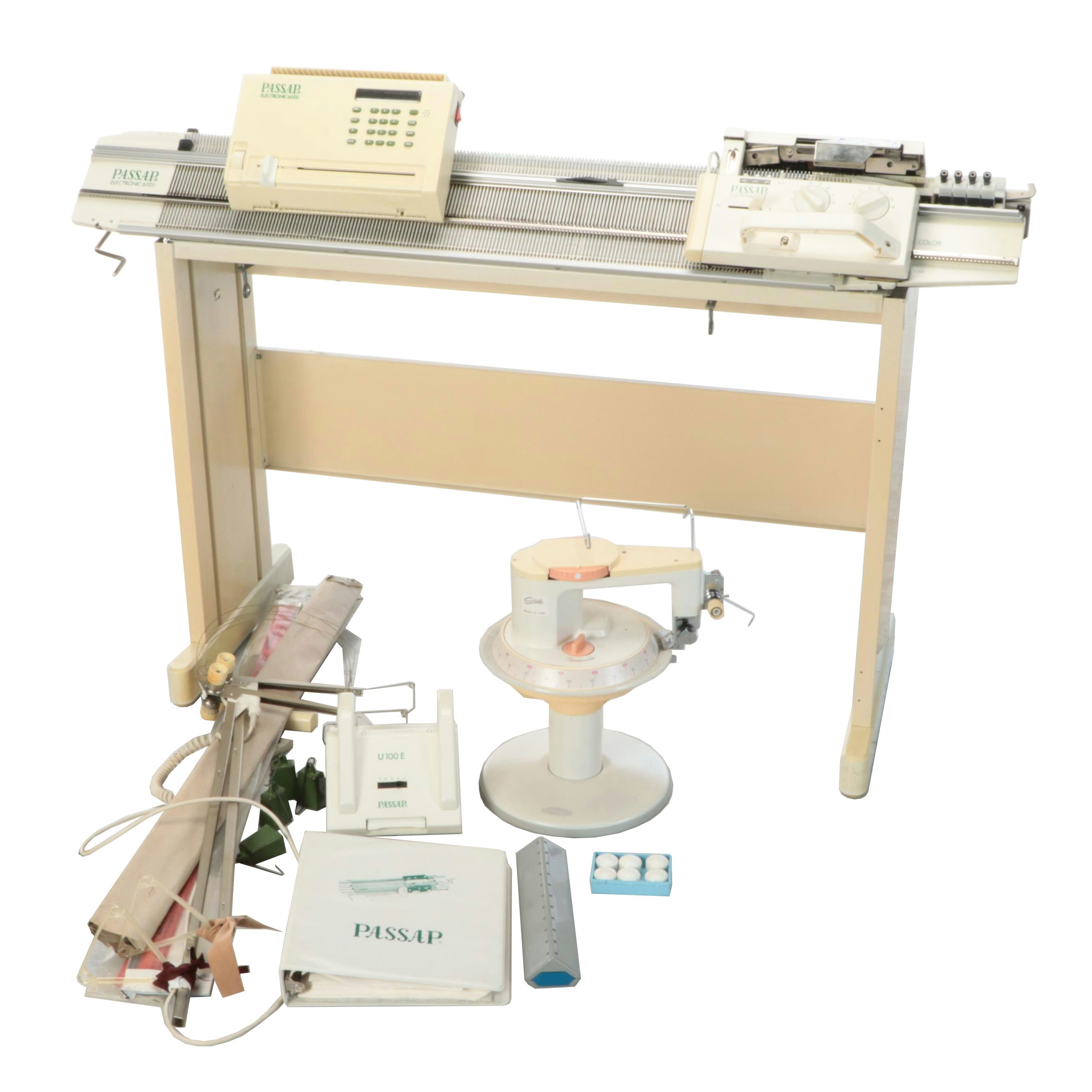 Passap Electronic 6000 Knitting Machine with Other Knitting Equipment