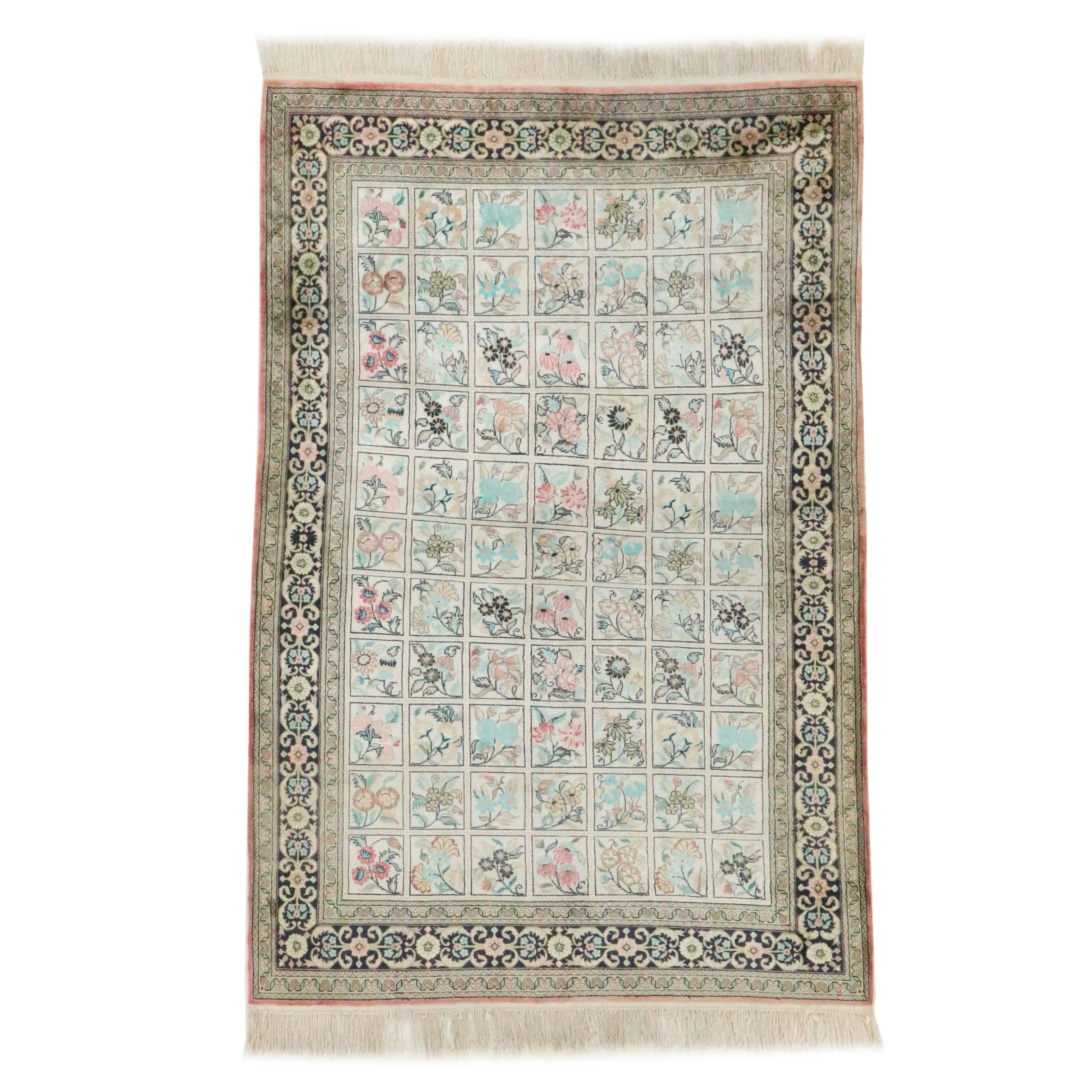 3'11 x 6'6 Hand-Knotted Persian Qom Silk Area Rug