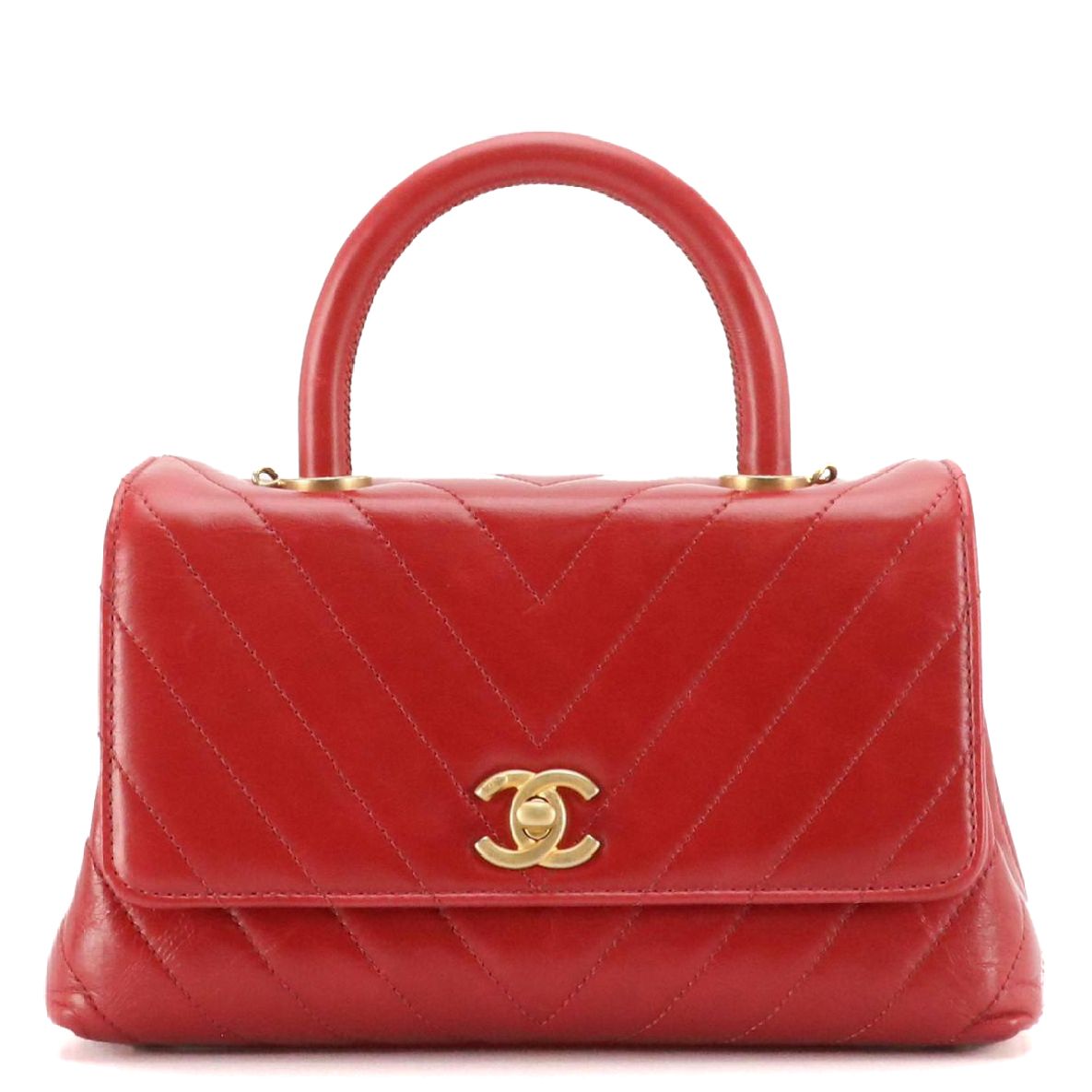 Chanel Two-Way Flap Bag in Red Crinkled Calfskin Leather