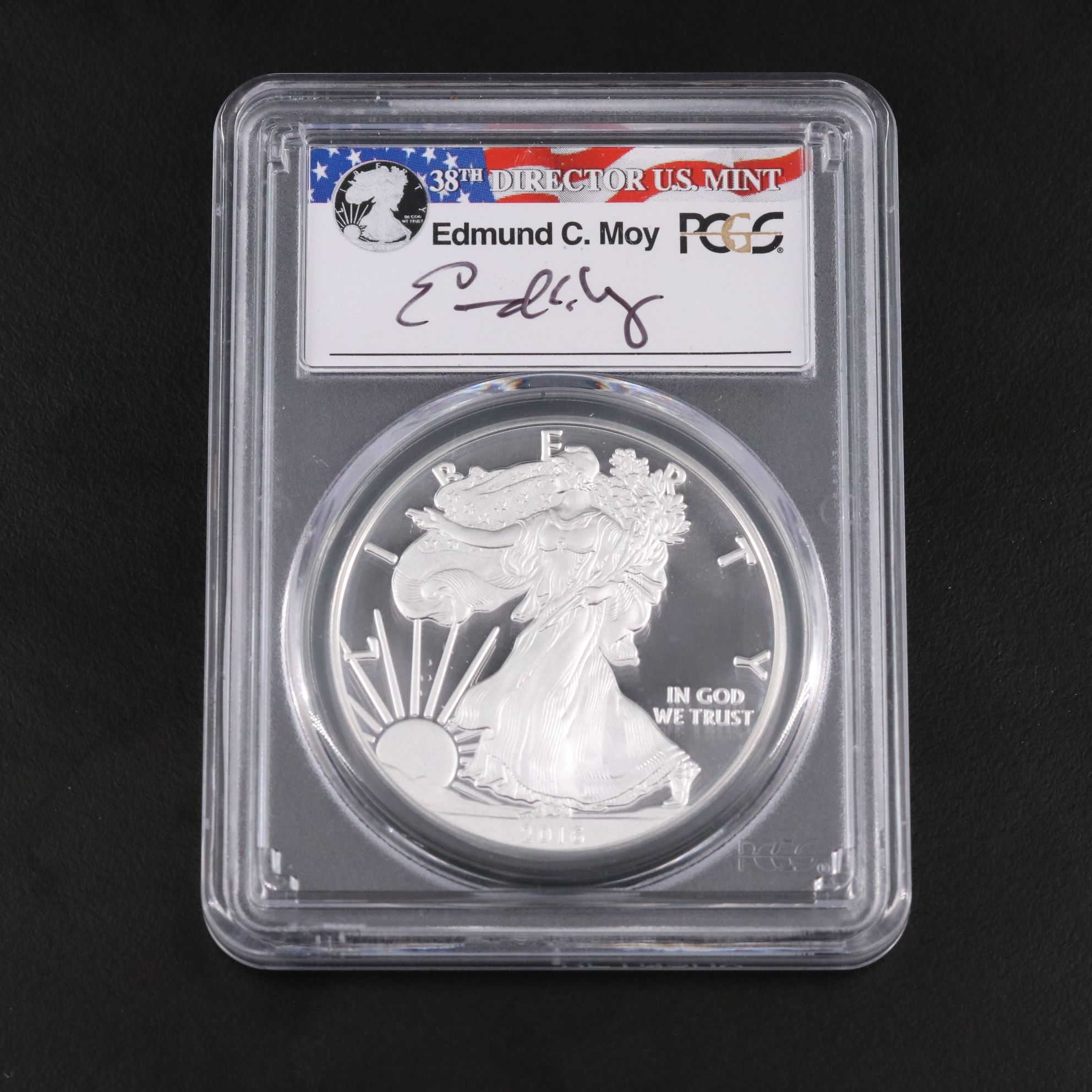 PCGS Graded PR70 DCAM 2016-W $1 Silver Eagle (Moy Signed)