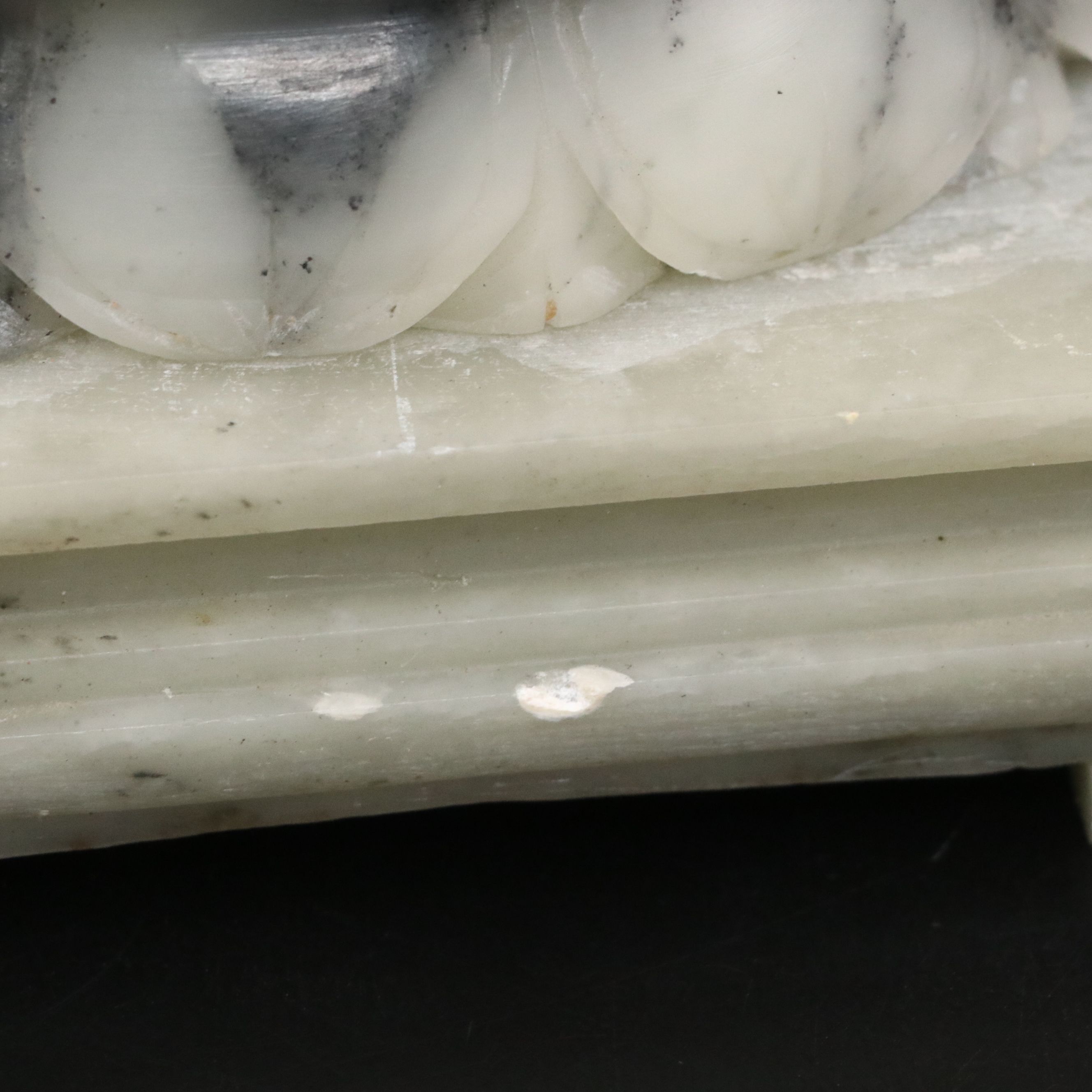 Carved Soapstone Karana Mudra Buddha Seated on Lotus Blossom with Base