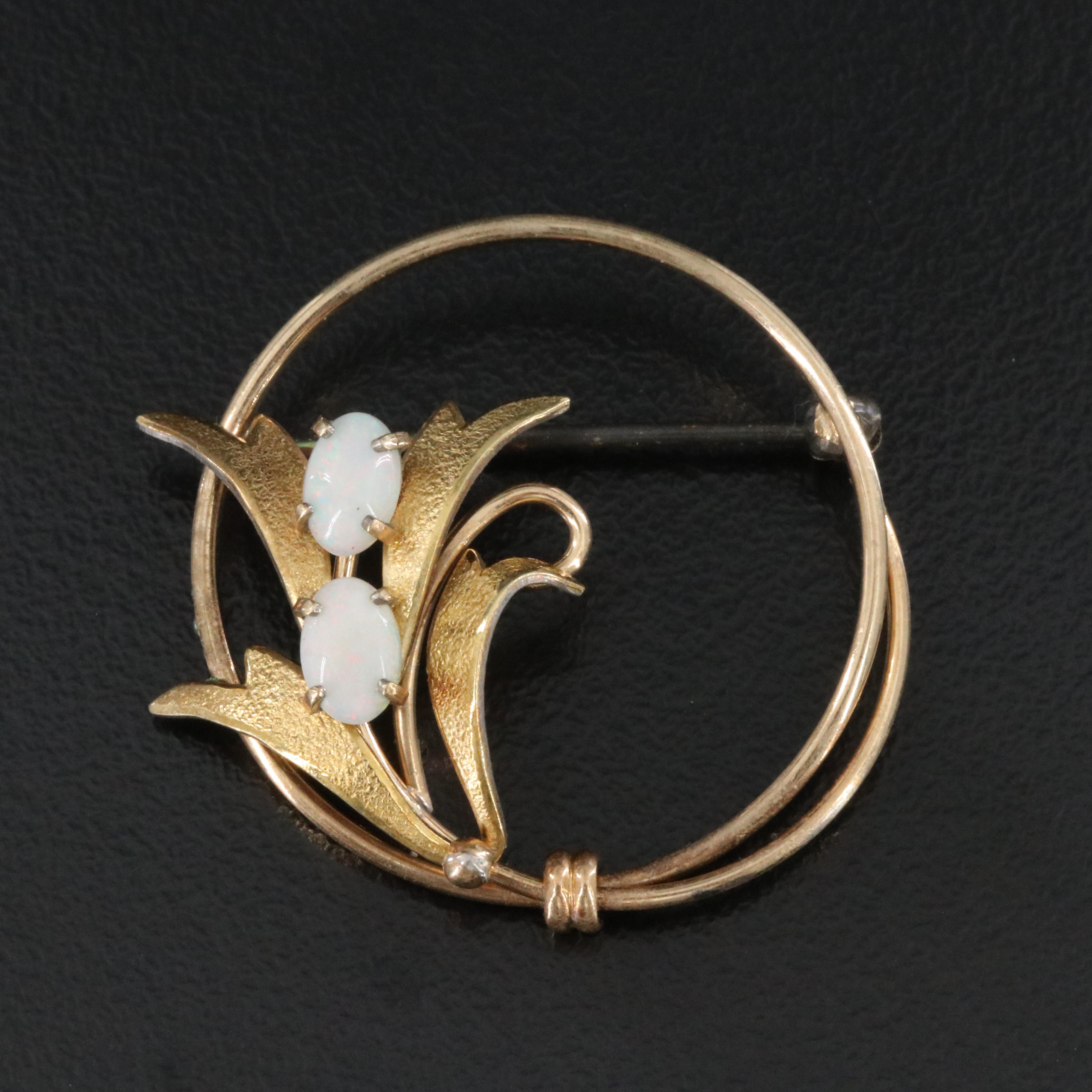 Krementz Opal Circle Brooch