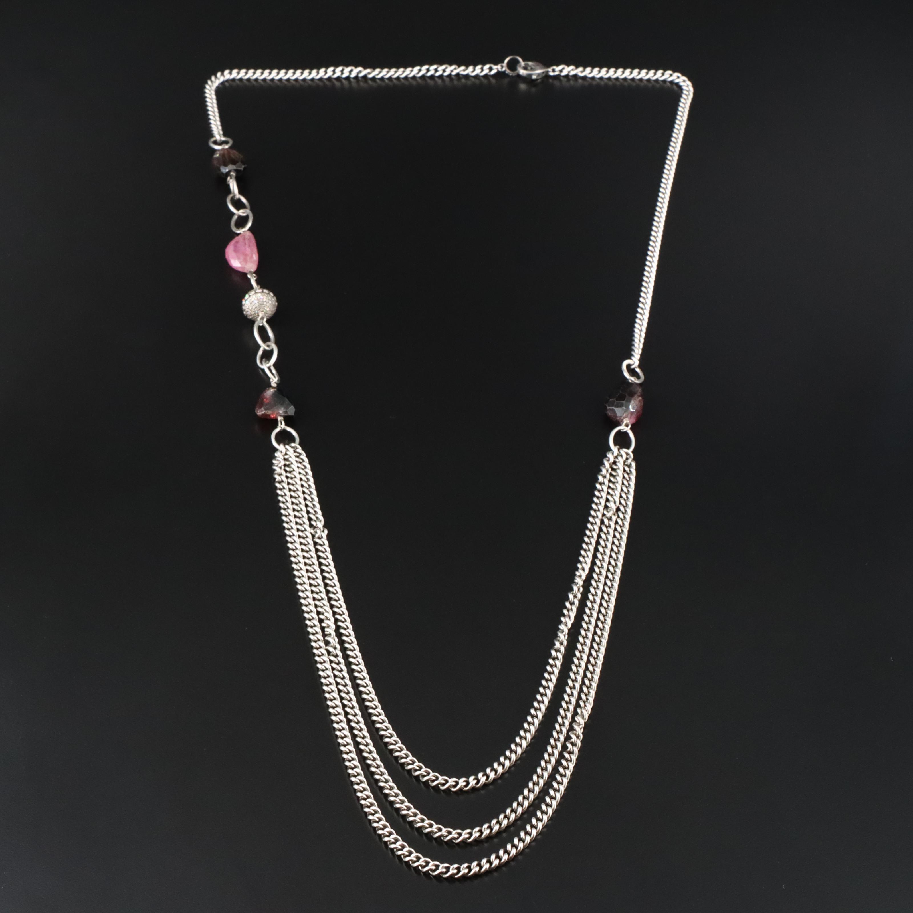 Sheryl Lowe Sterling Tourmaline and Diamond Pavé Necklace