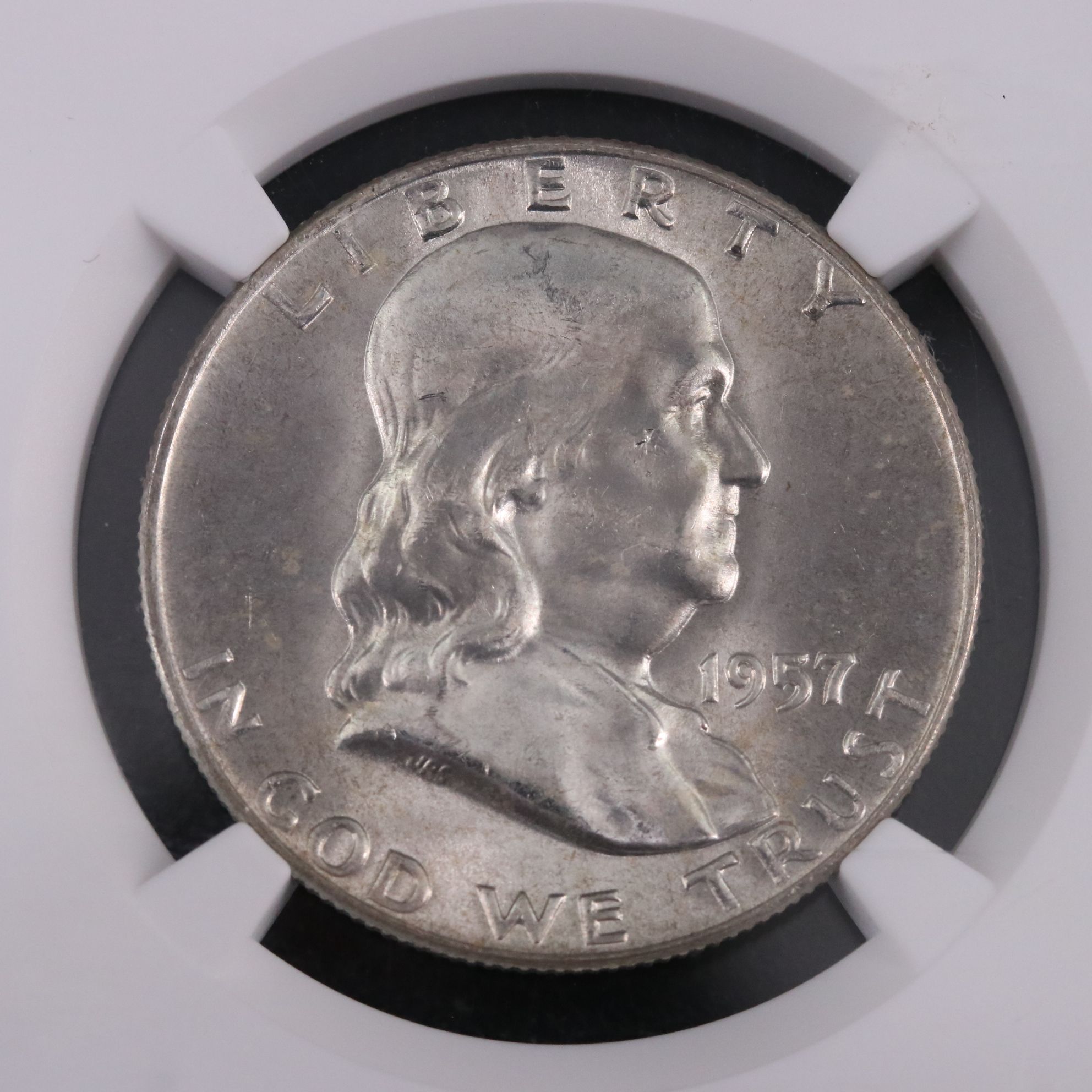 NGC Graded MS64 FBL 1957-D Franklin Silver Half Dollar