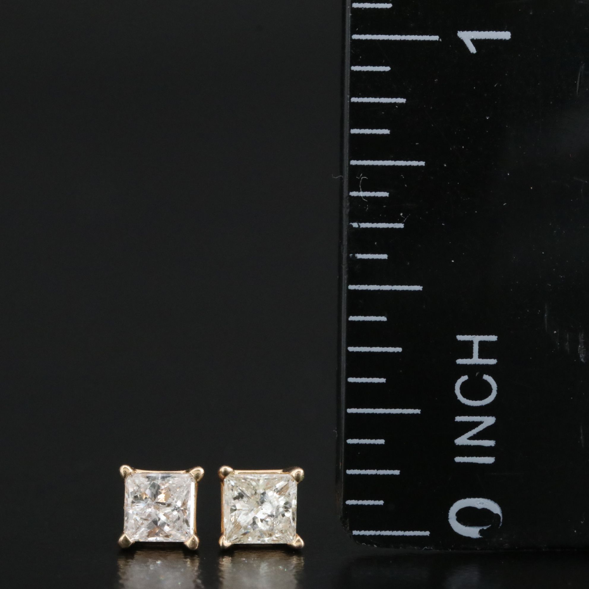 14K 0.52 CTW Diamond Princess Cut Stud Earrings