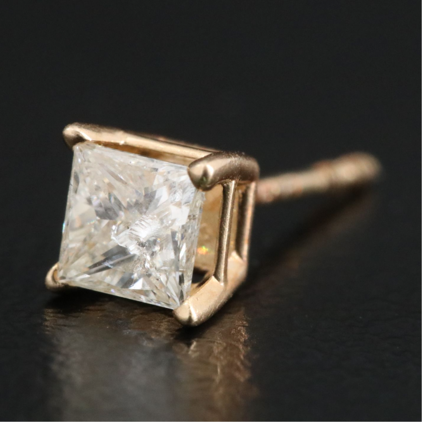 14K 0.52 CTW Diamond Princess Cut Stud Earrings