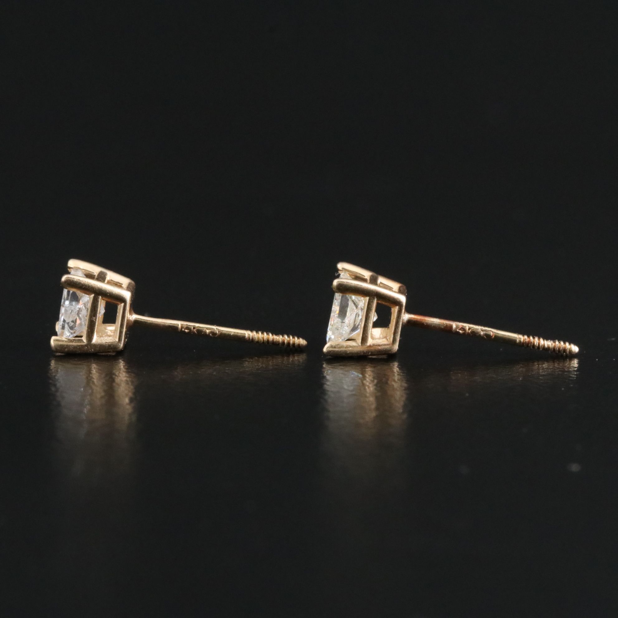 14K 0.52 CTW Diamond Princess Cut Stud Earrings