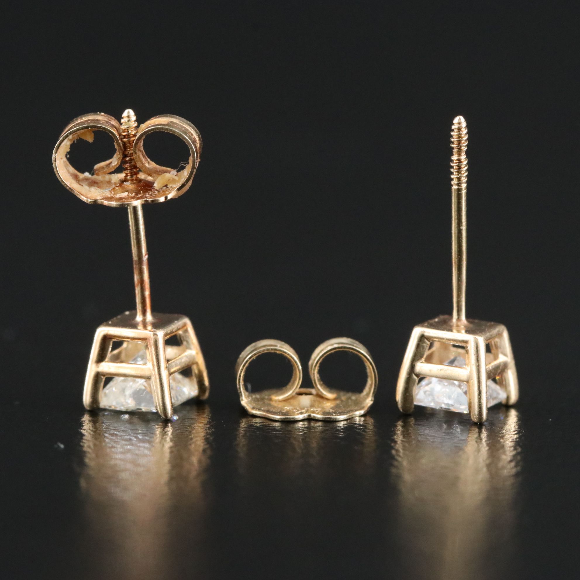 14K 0.52 CTW Diamond Princess Cut Stud Earrings