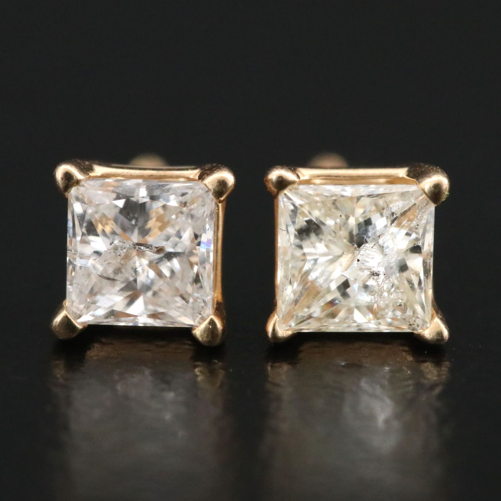 14K 0.52 CTW Diamond Princess Cut Stud Earrings