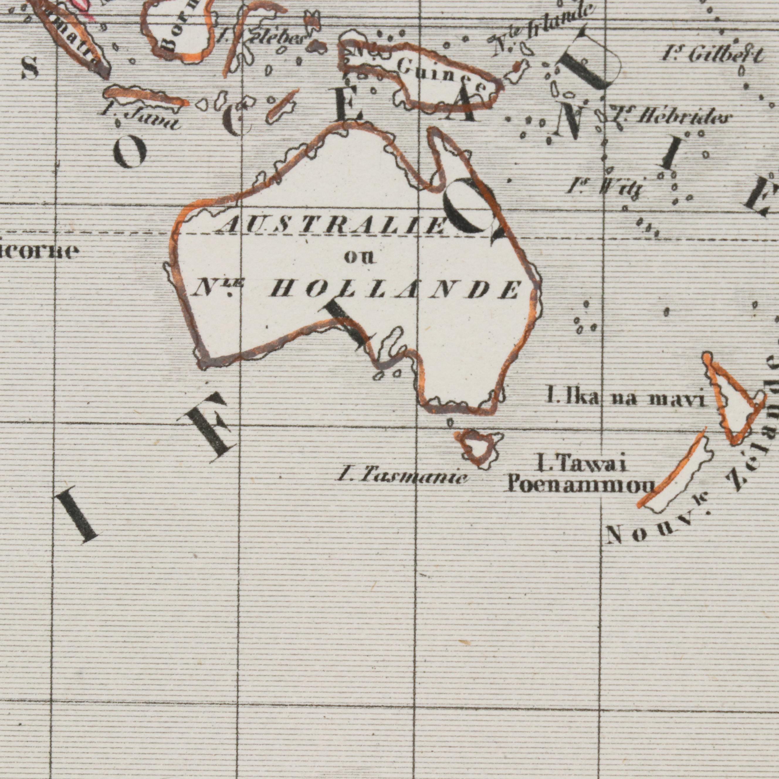 Hand-Painted Engraved Map "Planisphère" After R. Bonheur and V. Levasseur, 1840s
