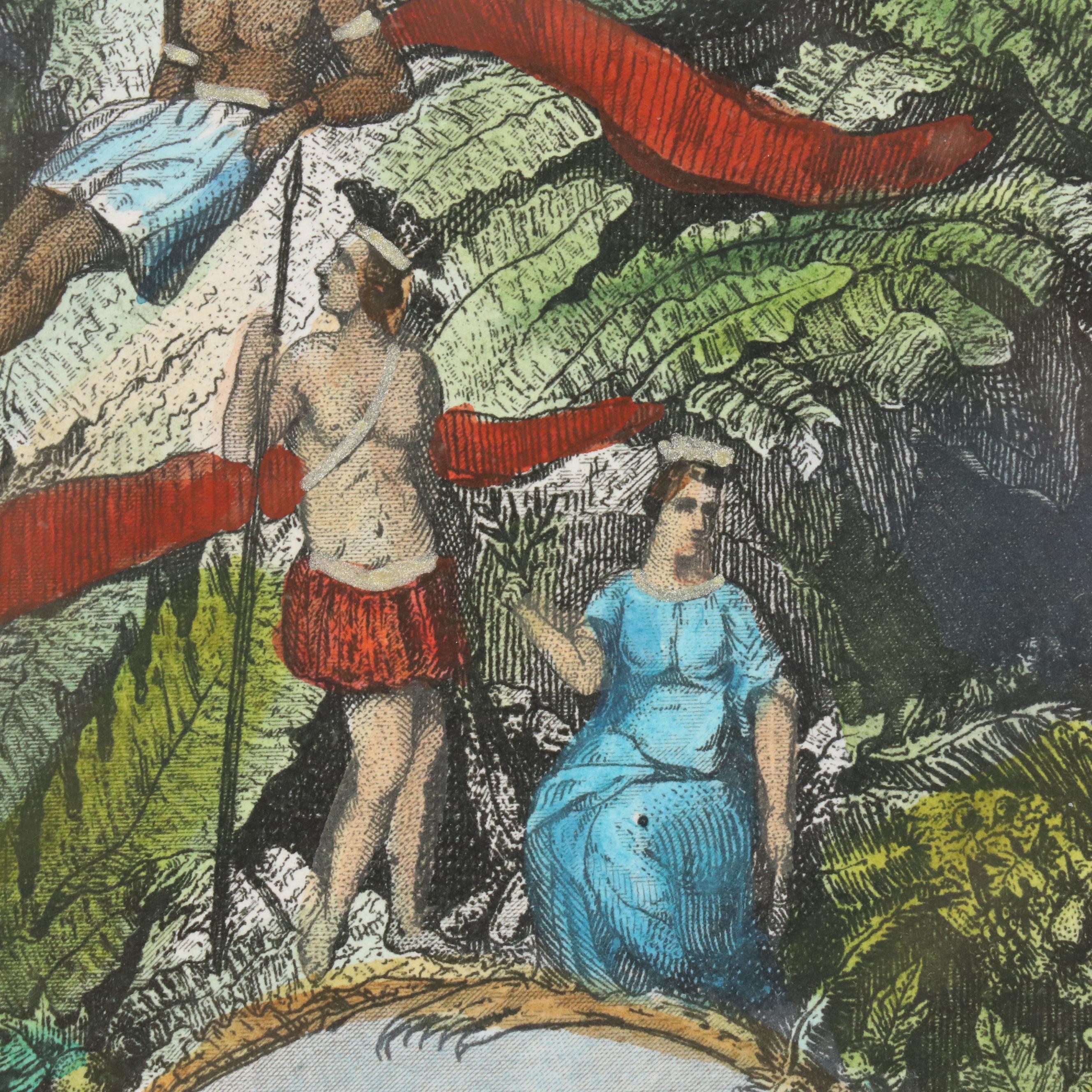 Hand-Painted Engraved Map "Planisphère" After R. Bonheur and V. Levasseur, 1840s