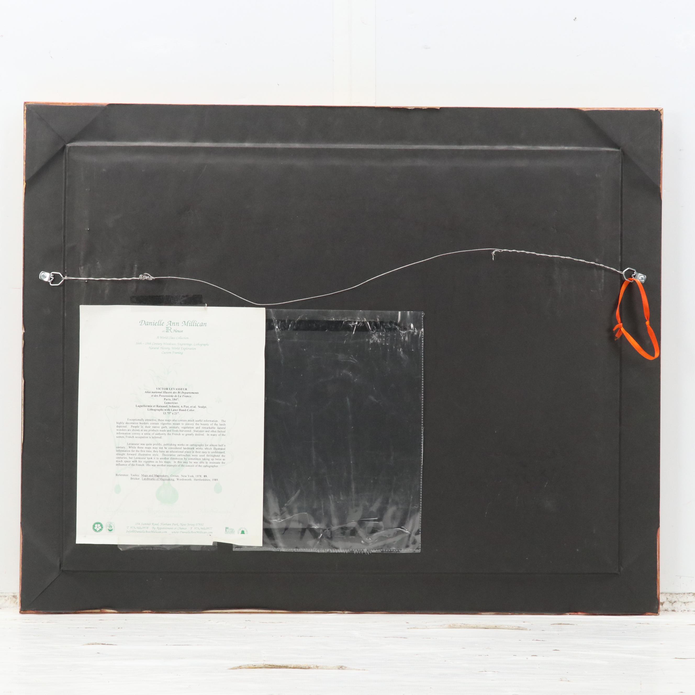 Hand-Painted Engraved Map "Planisphère" After R. Bonheur and V. Levasseur, 1840s