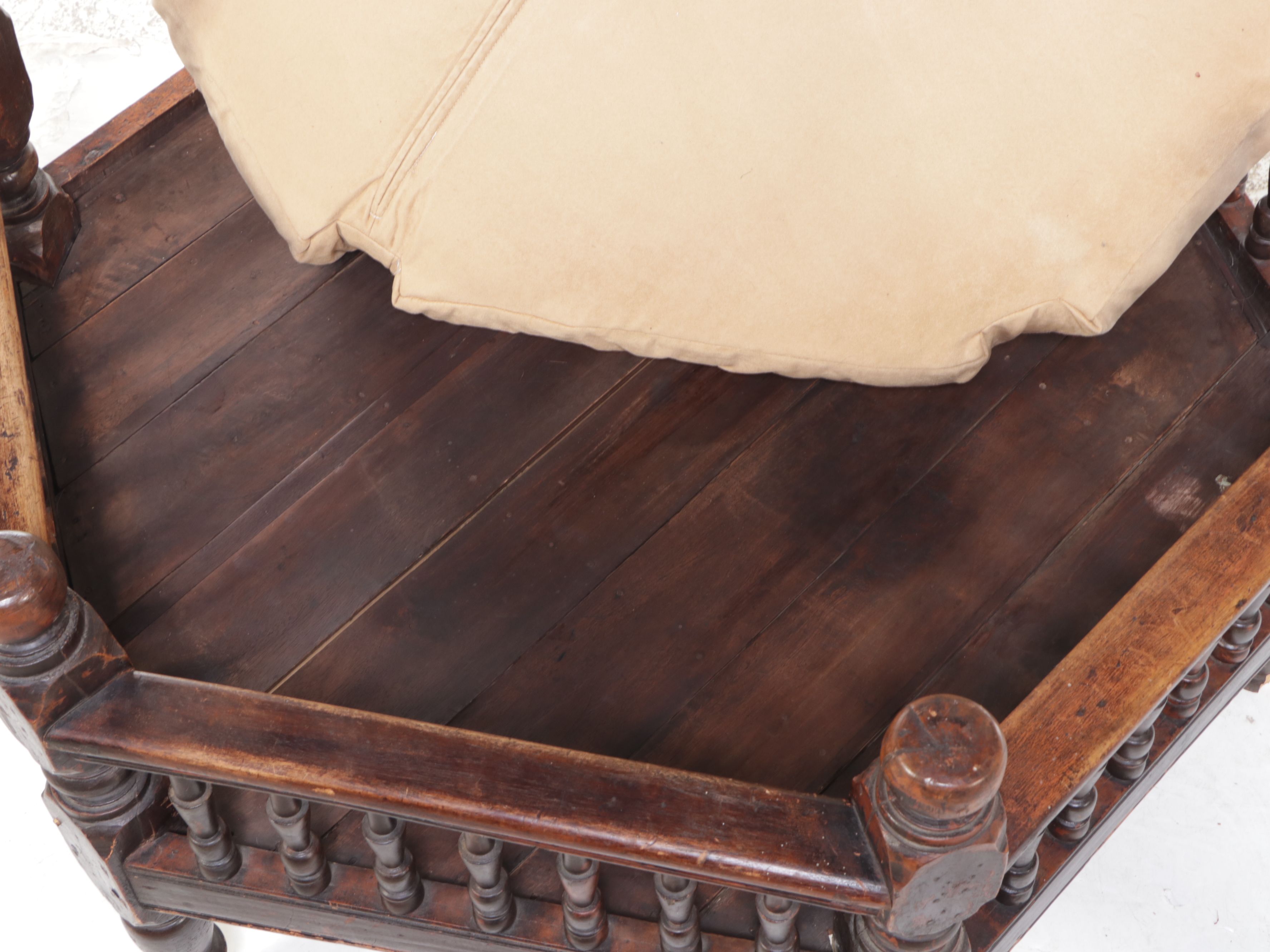 Antique Thai Hexagonal Monk's Bench Converted to Dog Bed