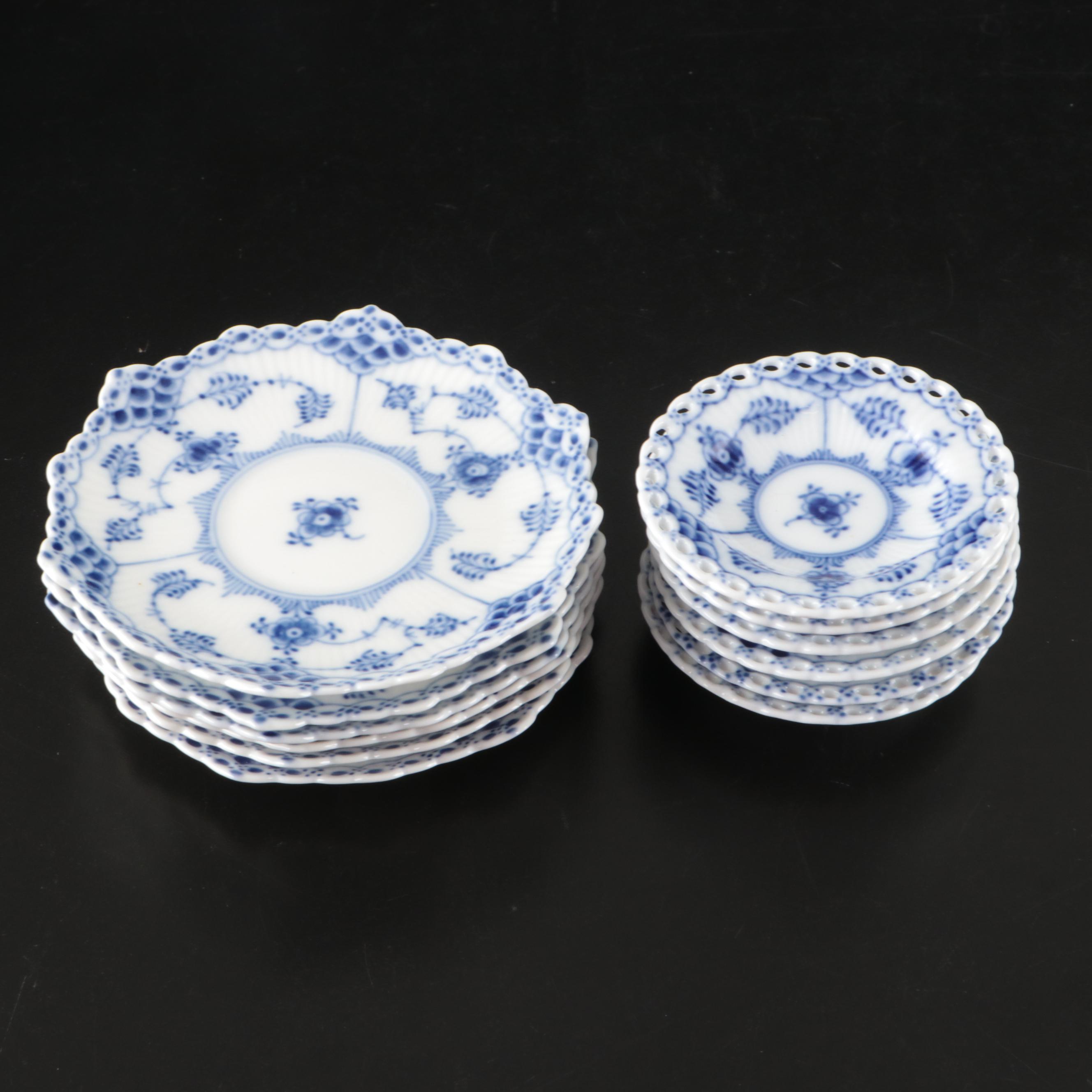 Royal Copenhagen Porcelain "Blue Flower" with "Fluted Lace" and Other Tableware