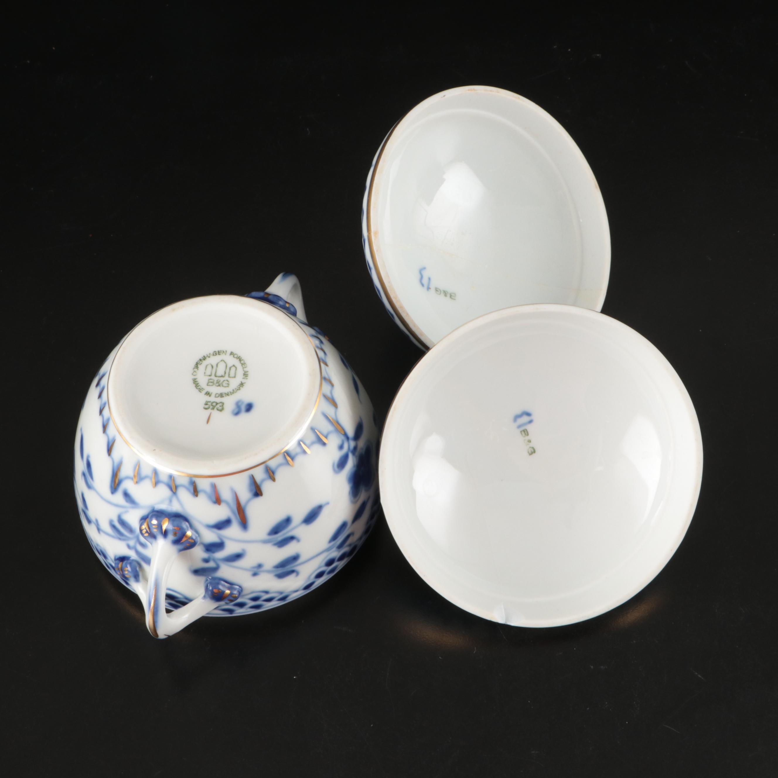 Royal Copenhagen Porcelain "Blue Flower" with "Fluted Lace" and Other Tableware