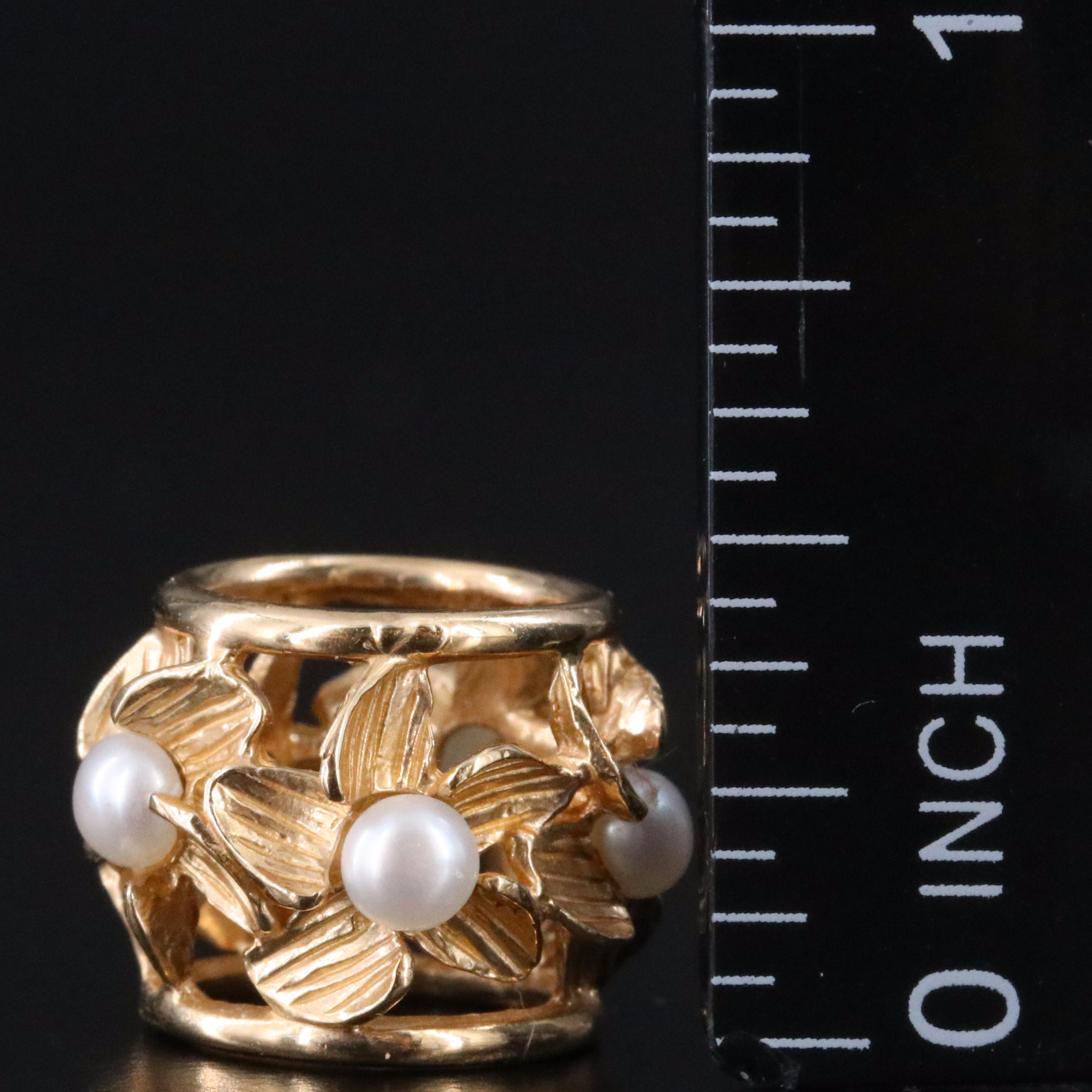 14K Pearl Plumeria Bead Pendant