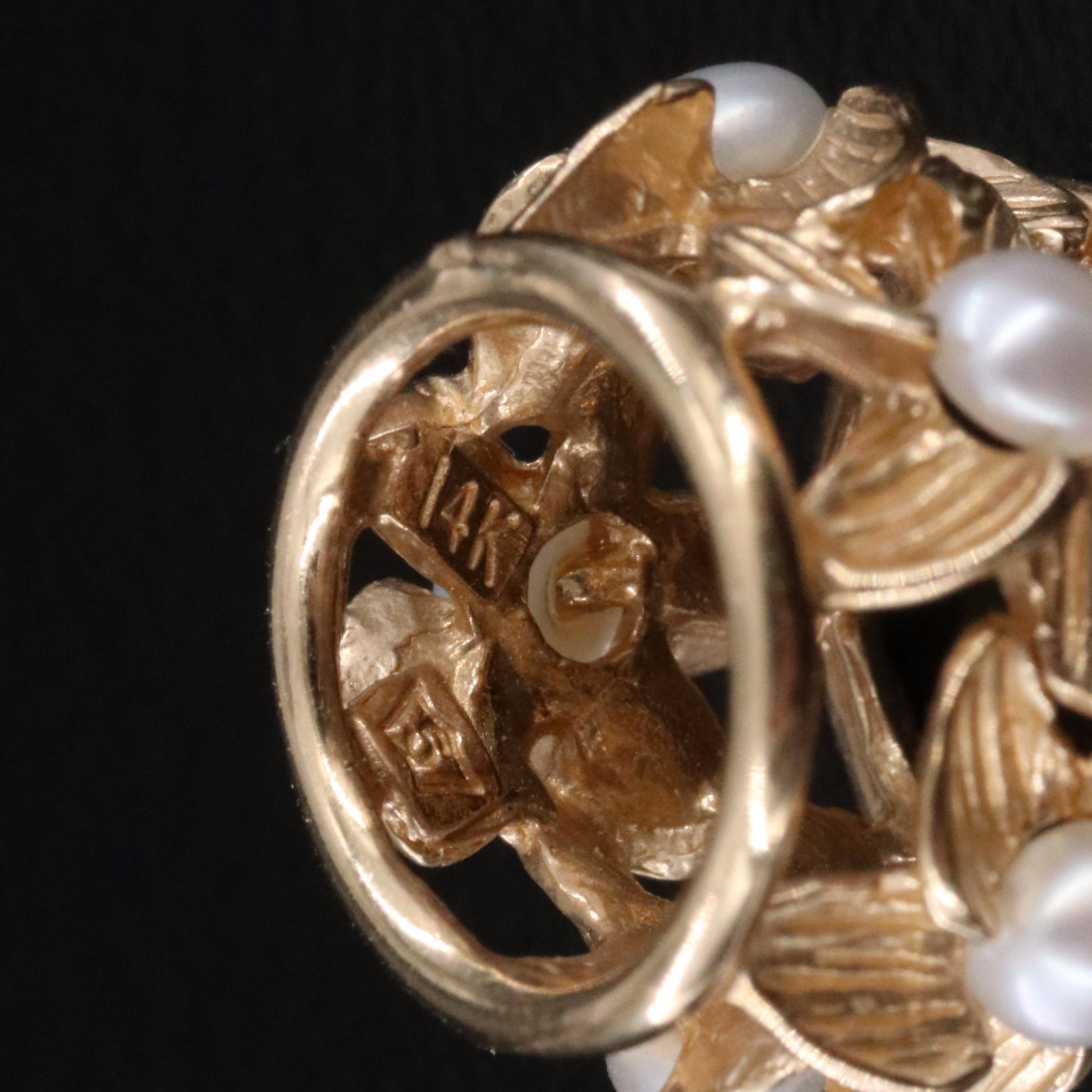 14K Pearl Plumeria Bead Pendant