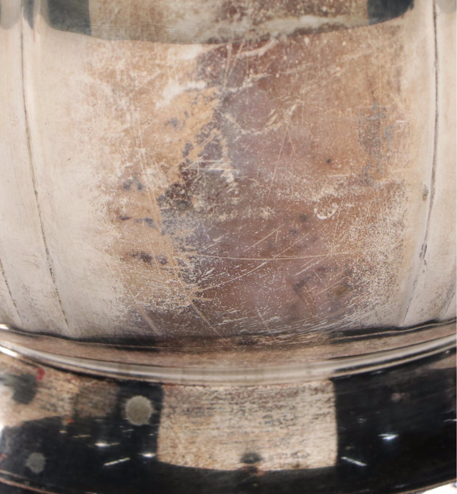 Roberts & Belk Silver Plate Dish with Wood Trophy Bowl and Horn Handle Pitcher