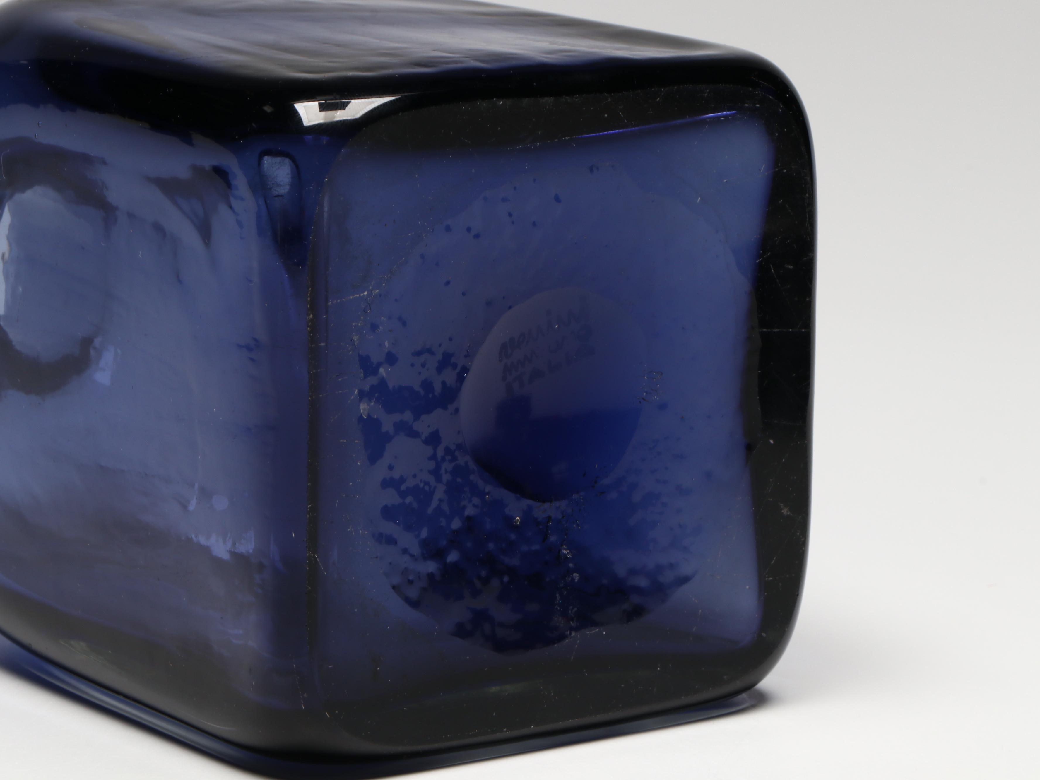 Paolo Venini Blue Murano Art Glass Stoppered Bottle, 1950s