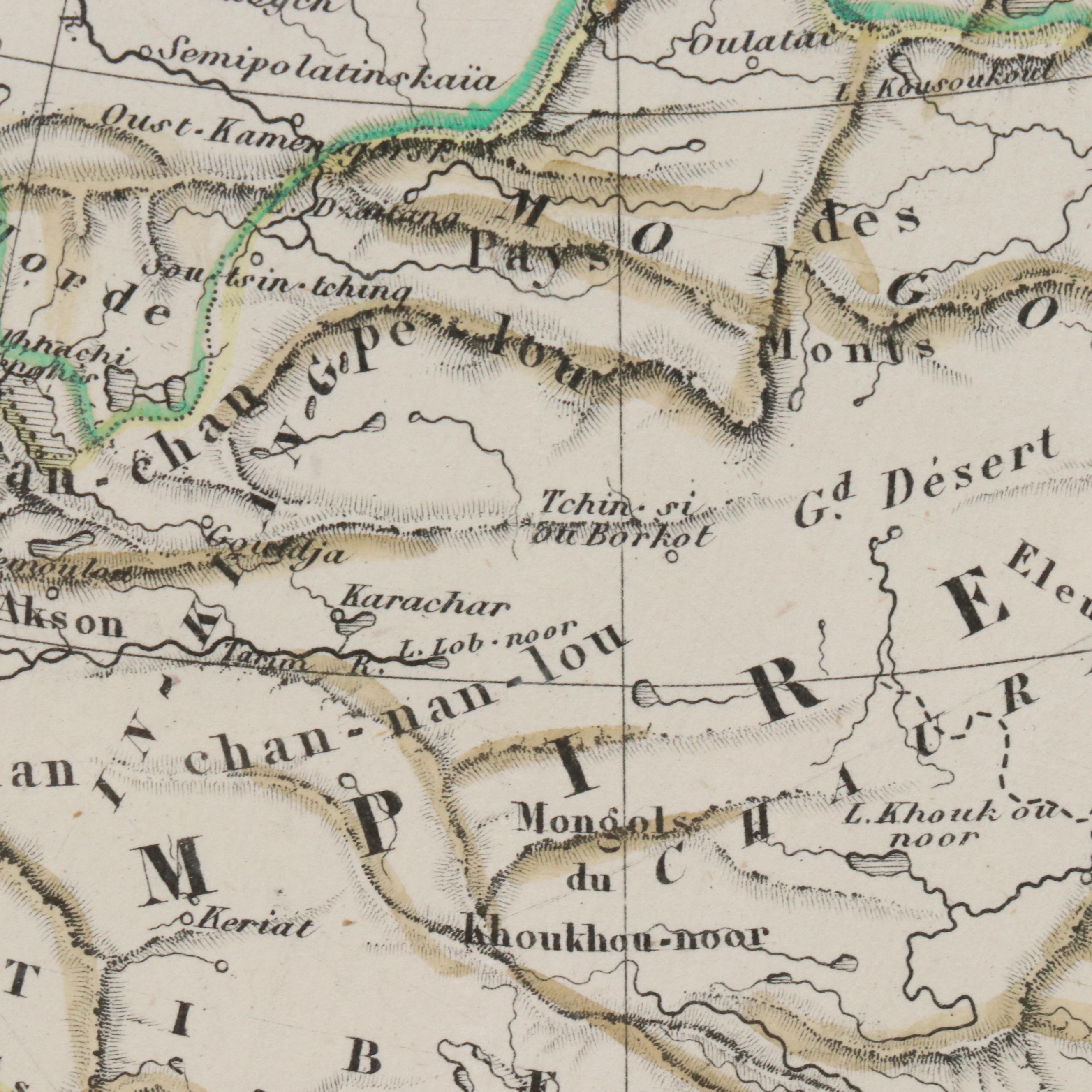 Hand-Painted Engraved Map "Asie" After R. Bonheur and V. Levasseur, 1847