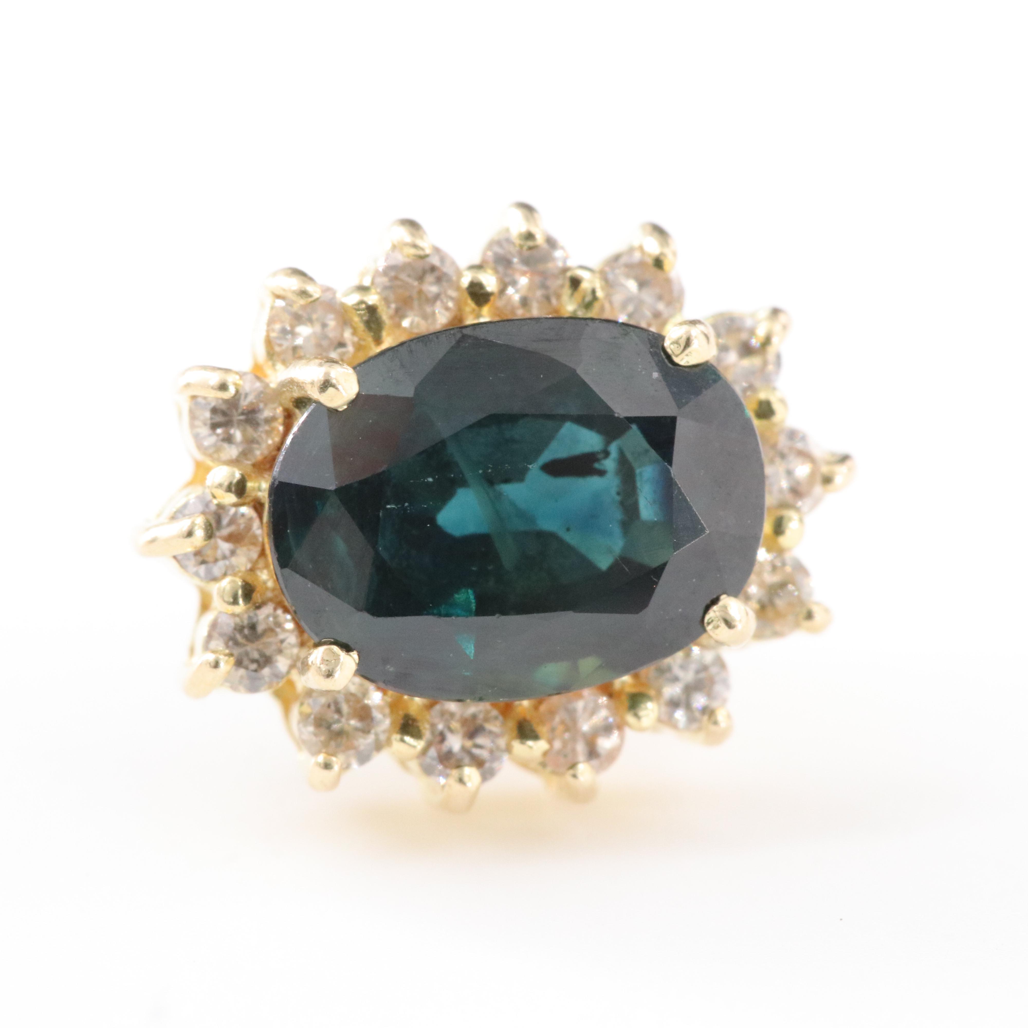 14K Sapphire and Diamond Earrings