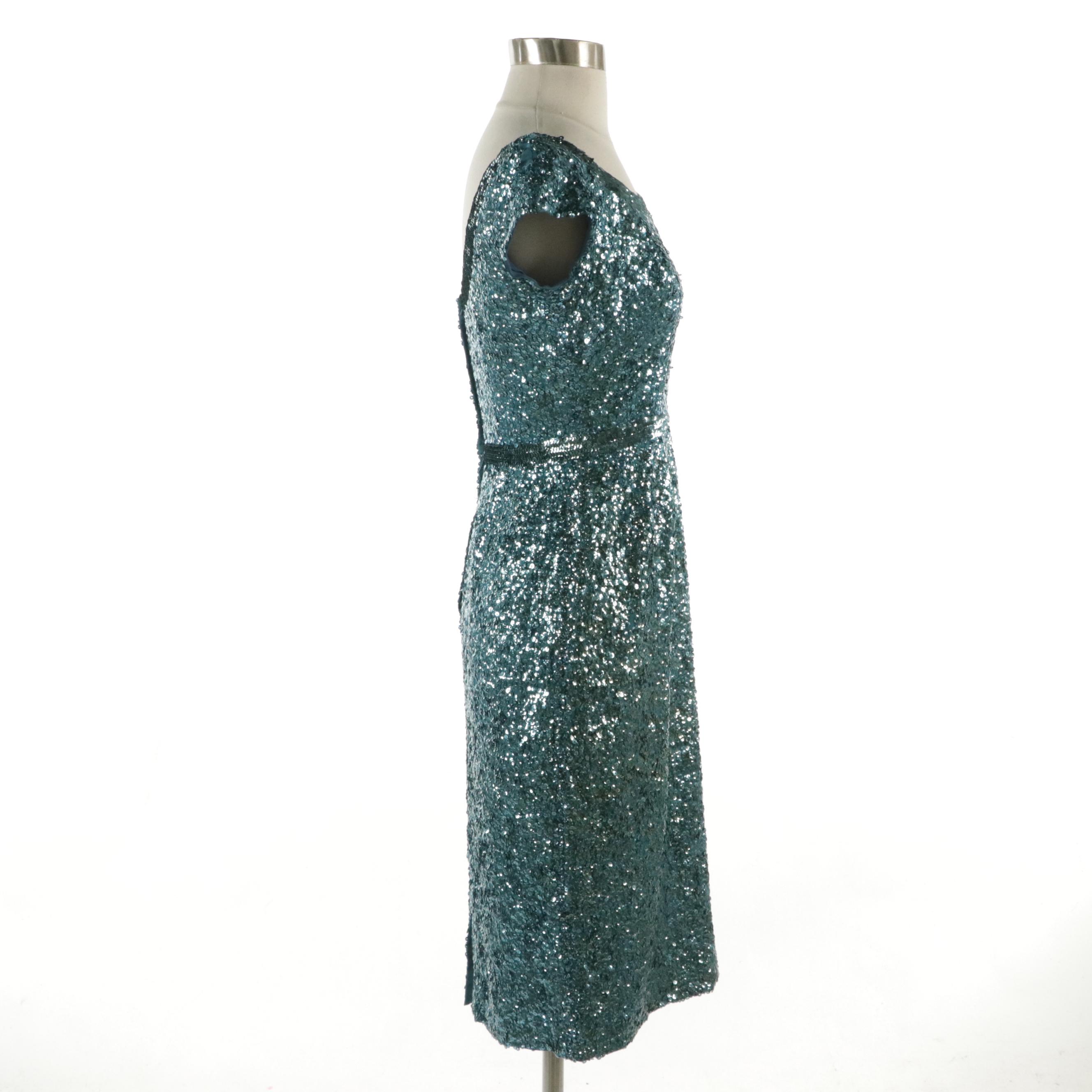 Sleeveless Silk Sequined Dress, 1960s