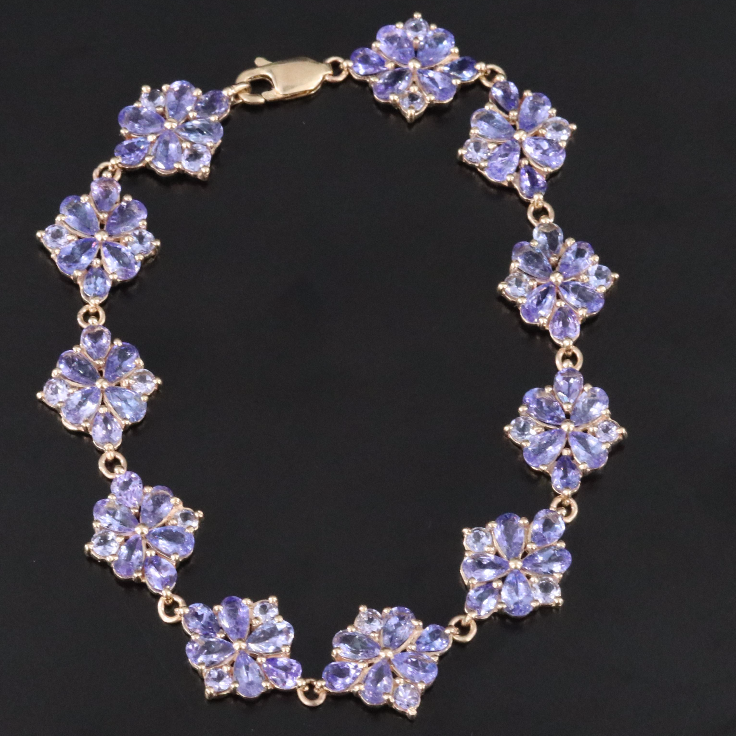 10K Tanzanite Floral Bracelet and Pendant Set