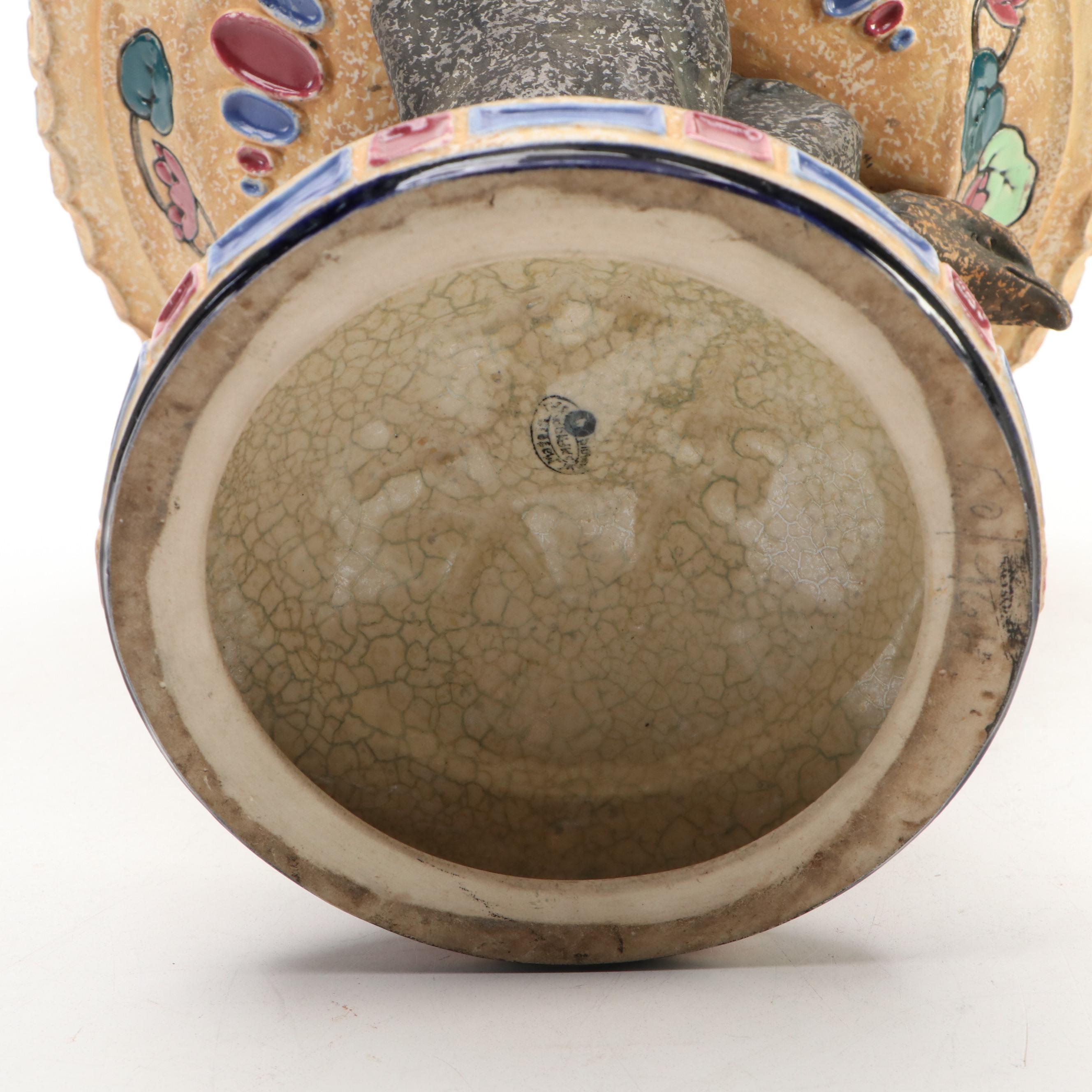 Amphora Polychrome Ceramic Compote with Eagle Pedestal