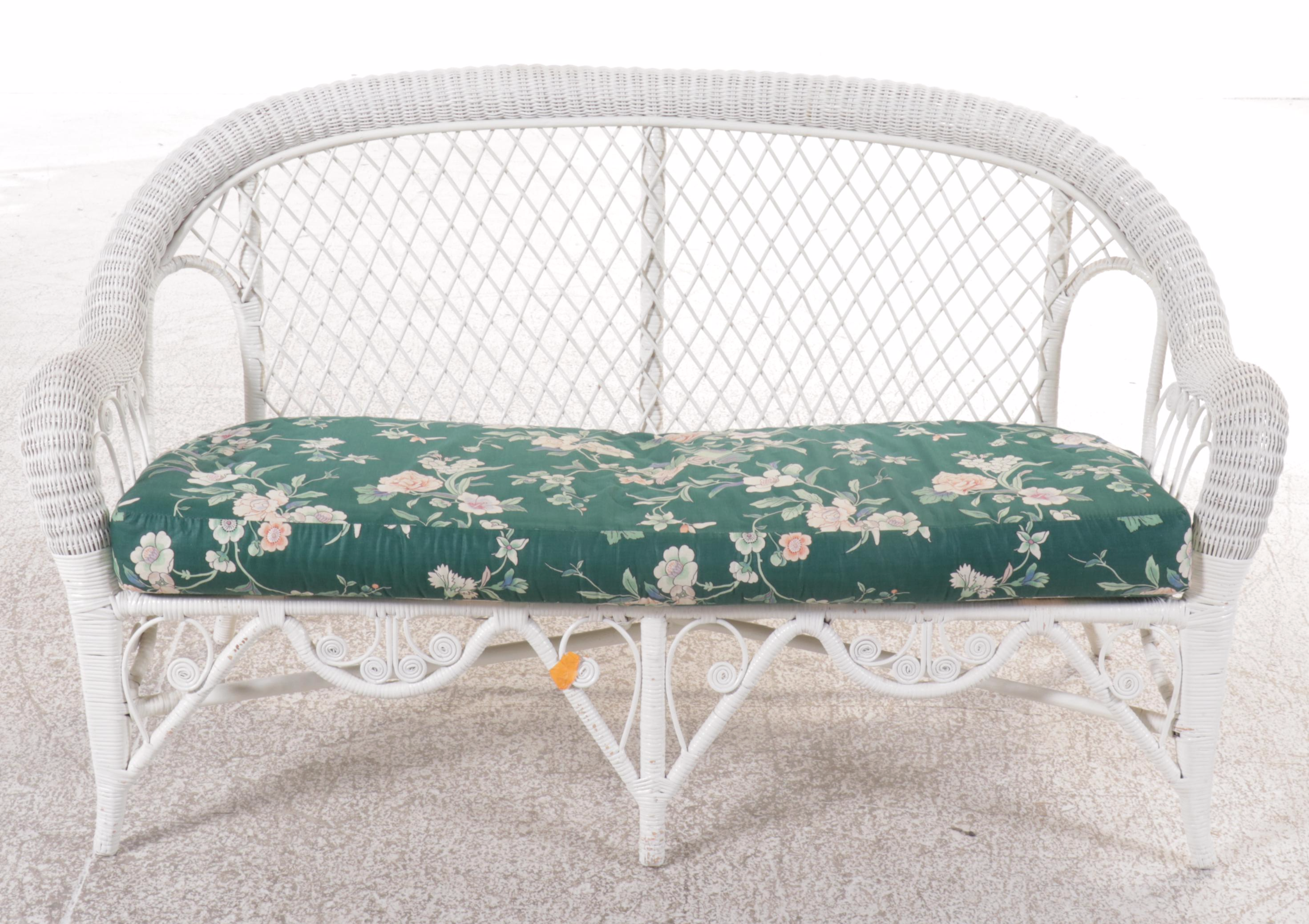 Painted Wicker Five-Piece Seating Group