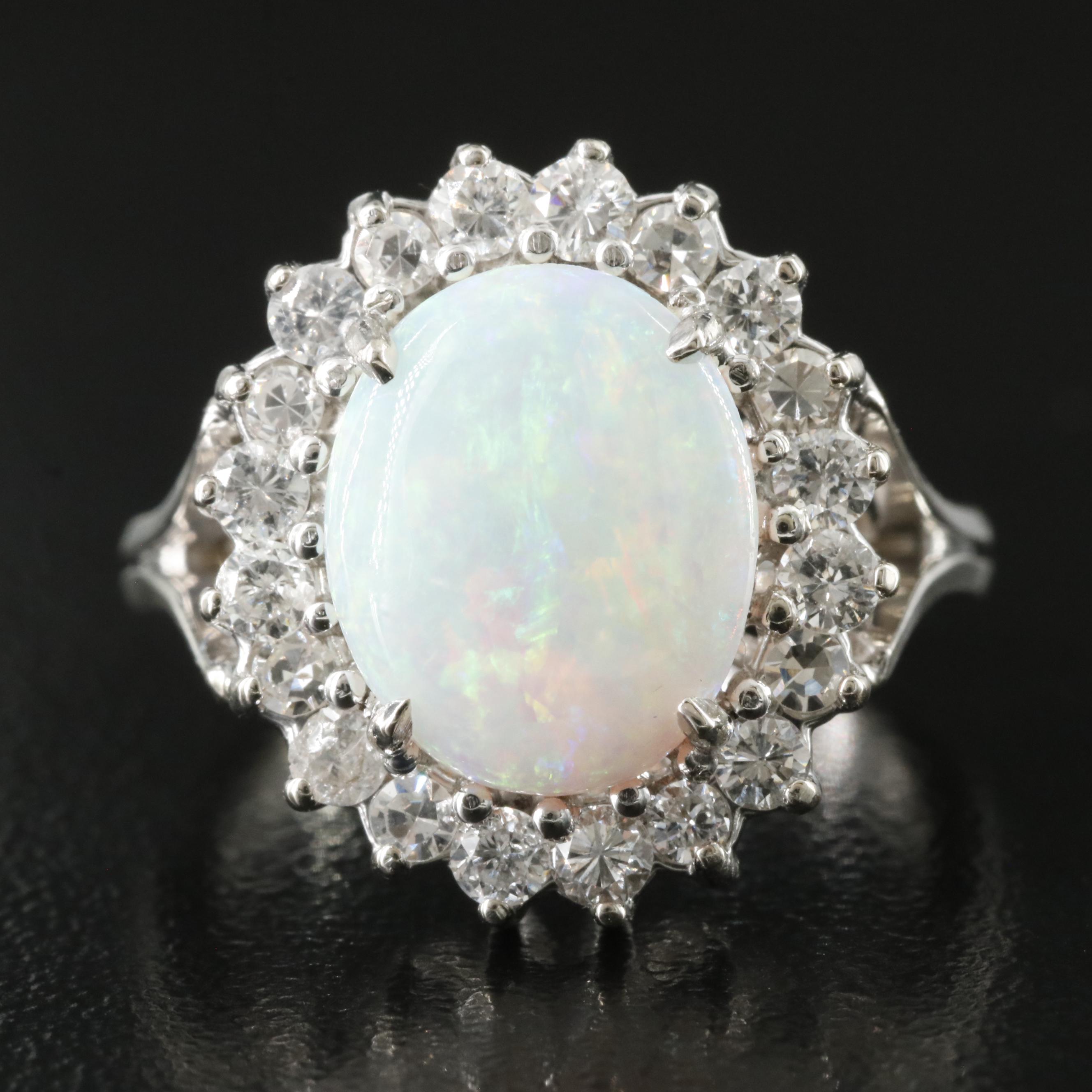 14K Opal and Diamond Ring