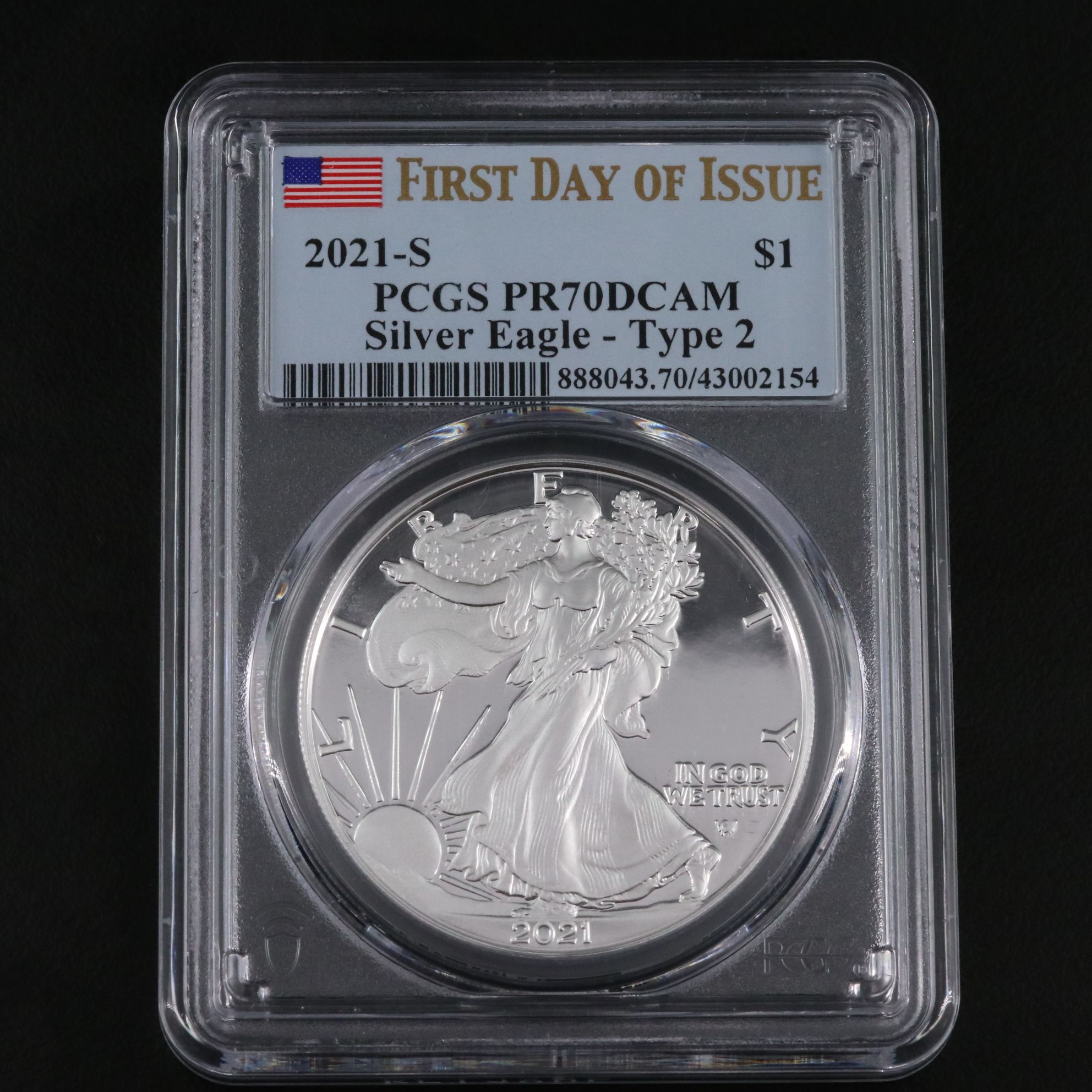PCGS Graded PR70 DCAM 2021-S U.S. Silver Eagle Proof Coin
