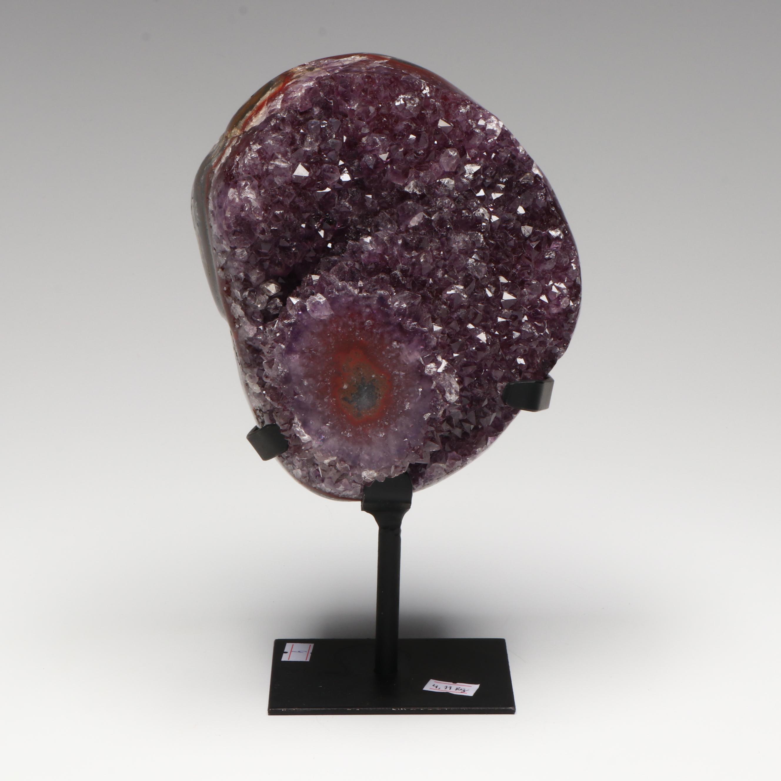 Amethyst Specimen on Modern Metal Stand