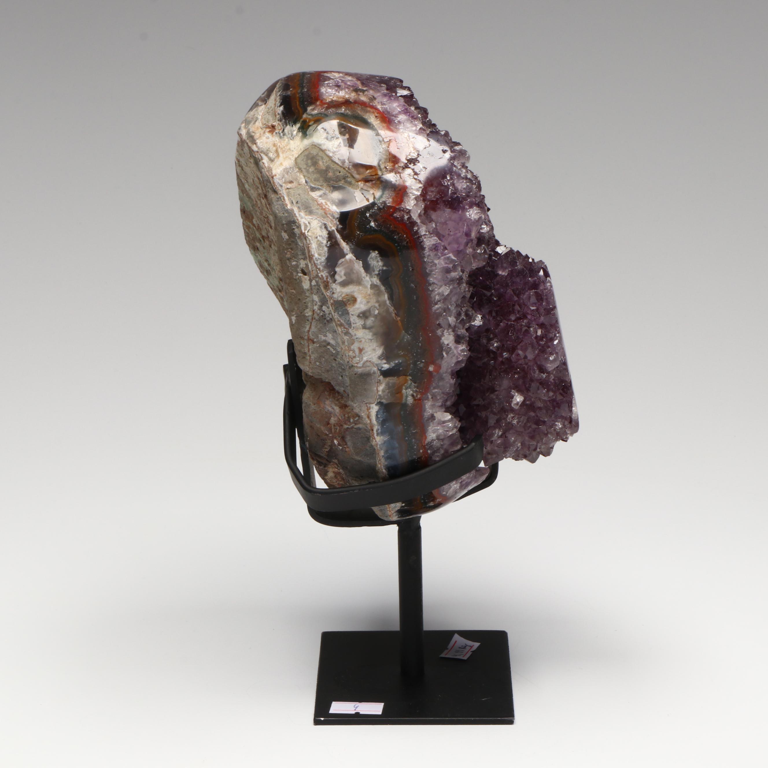 Amethyst Specimen on Modern Metal Stand