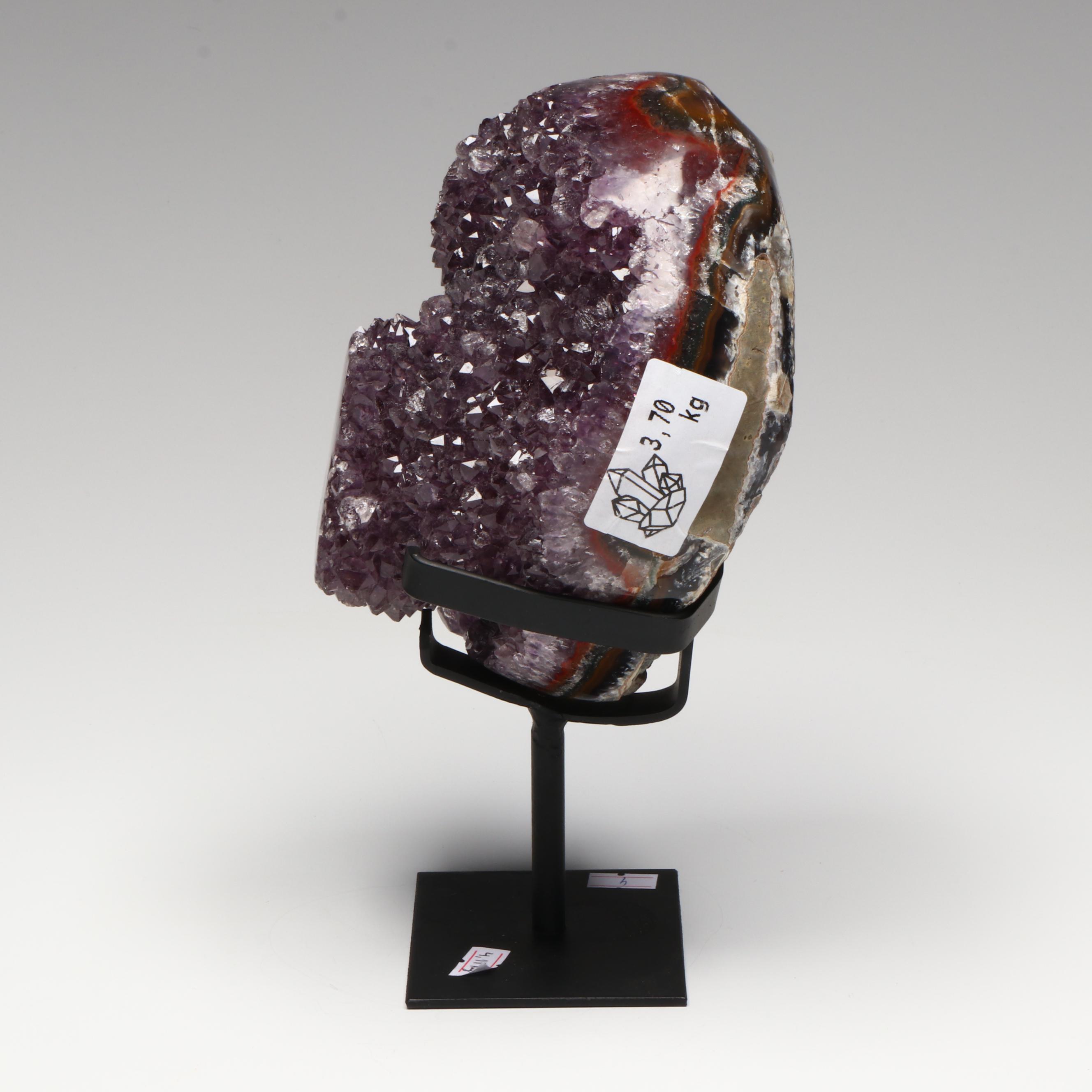 Amethyst Specimen on Modern Metal Stand
