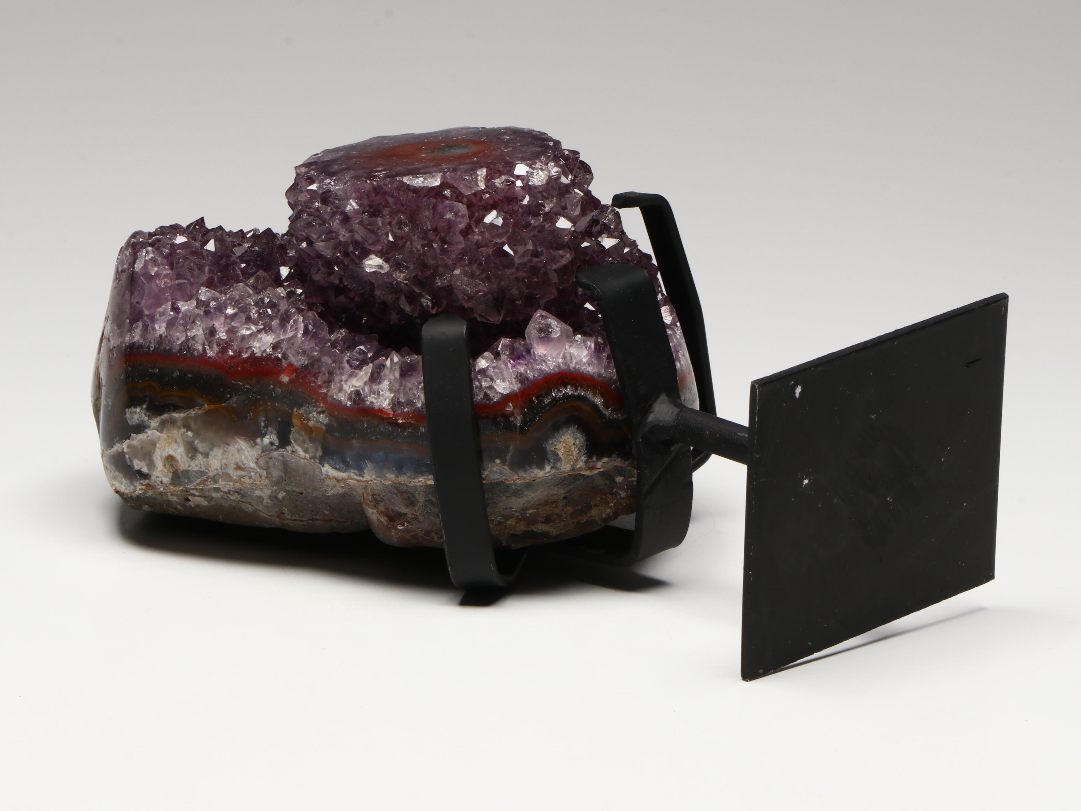 Amethyst Specimen on Modern Metal Stand