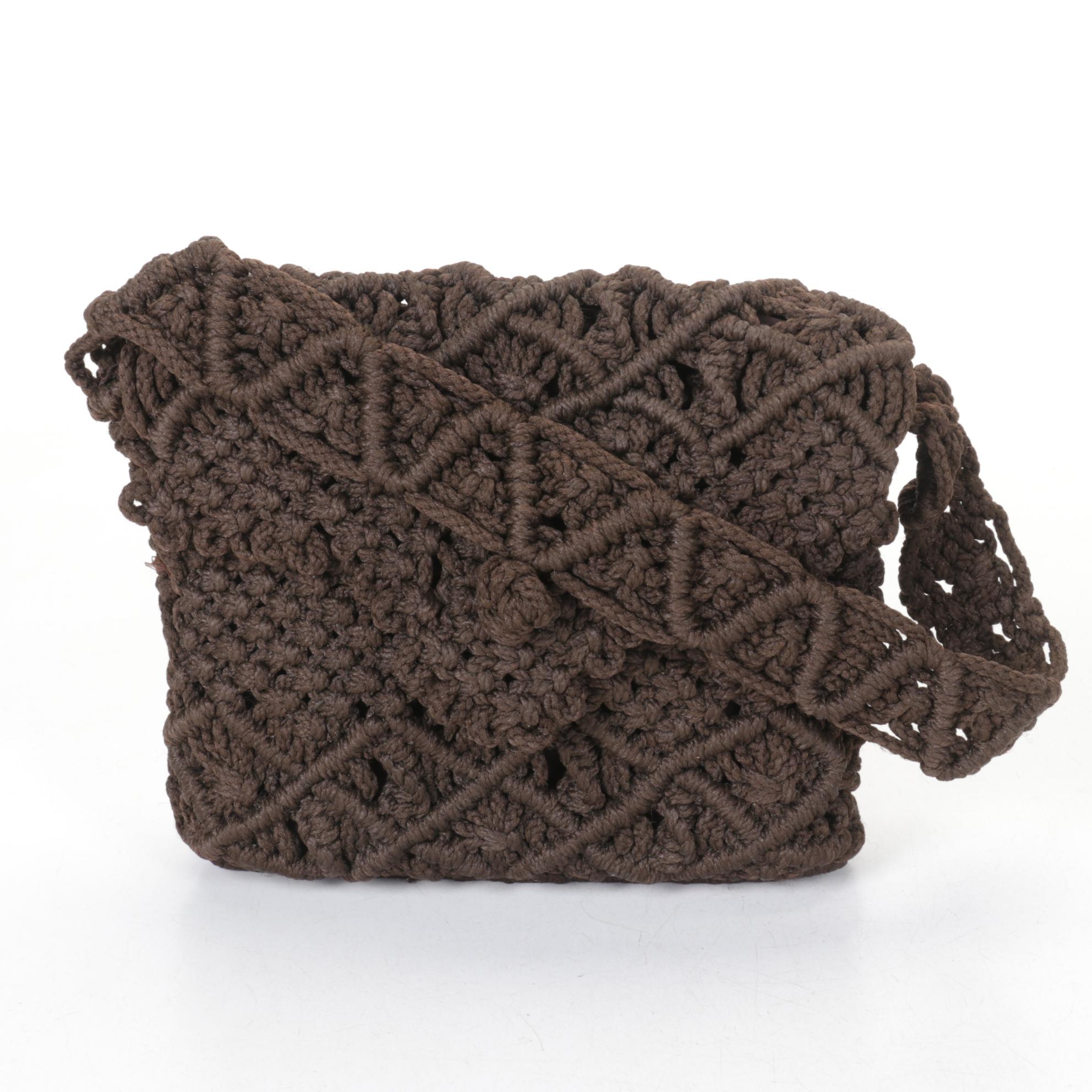 Corliss and Simon Woven Raffia Purses with Bamboo Handles and Crochet Handbag