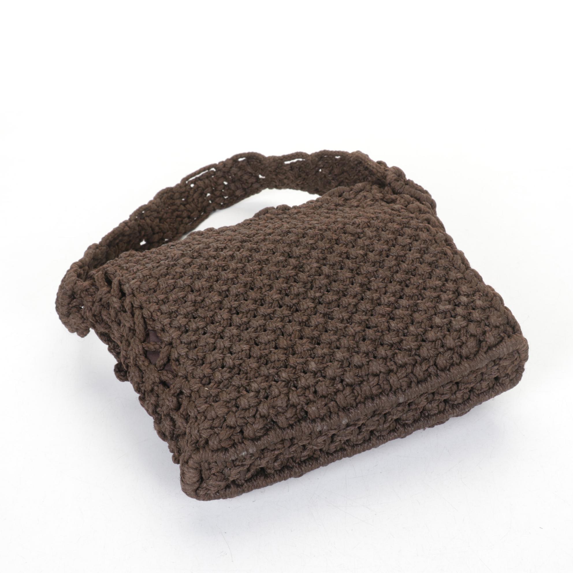 Corliss and Simon Woven Raffia Purses with Bamboo Handles and Crochet Handbag