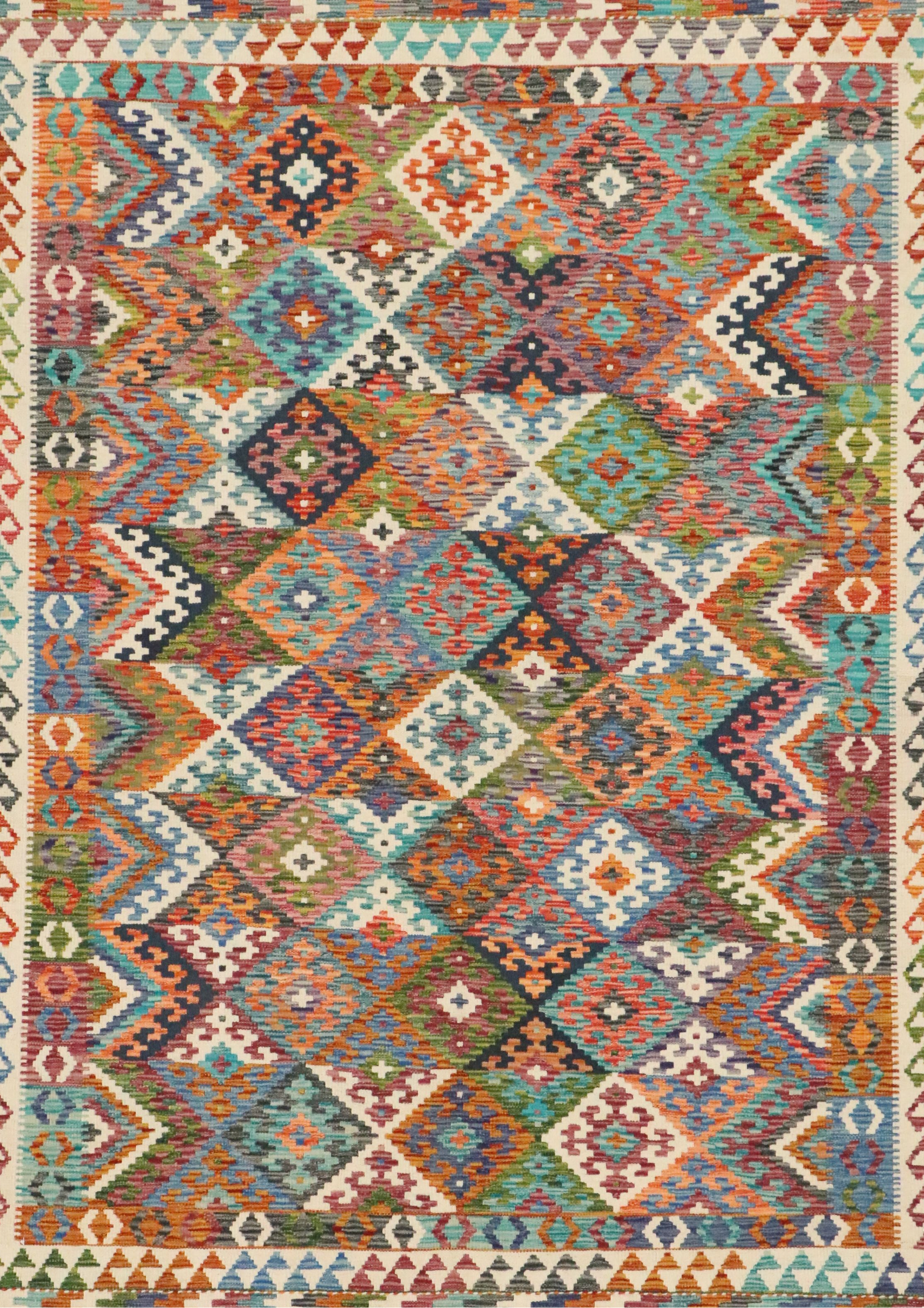 5'9 x 8'4 Handwoven Pakistani Kilim Area Rug