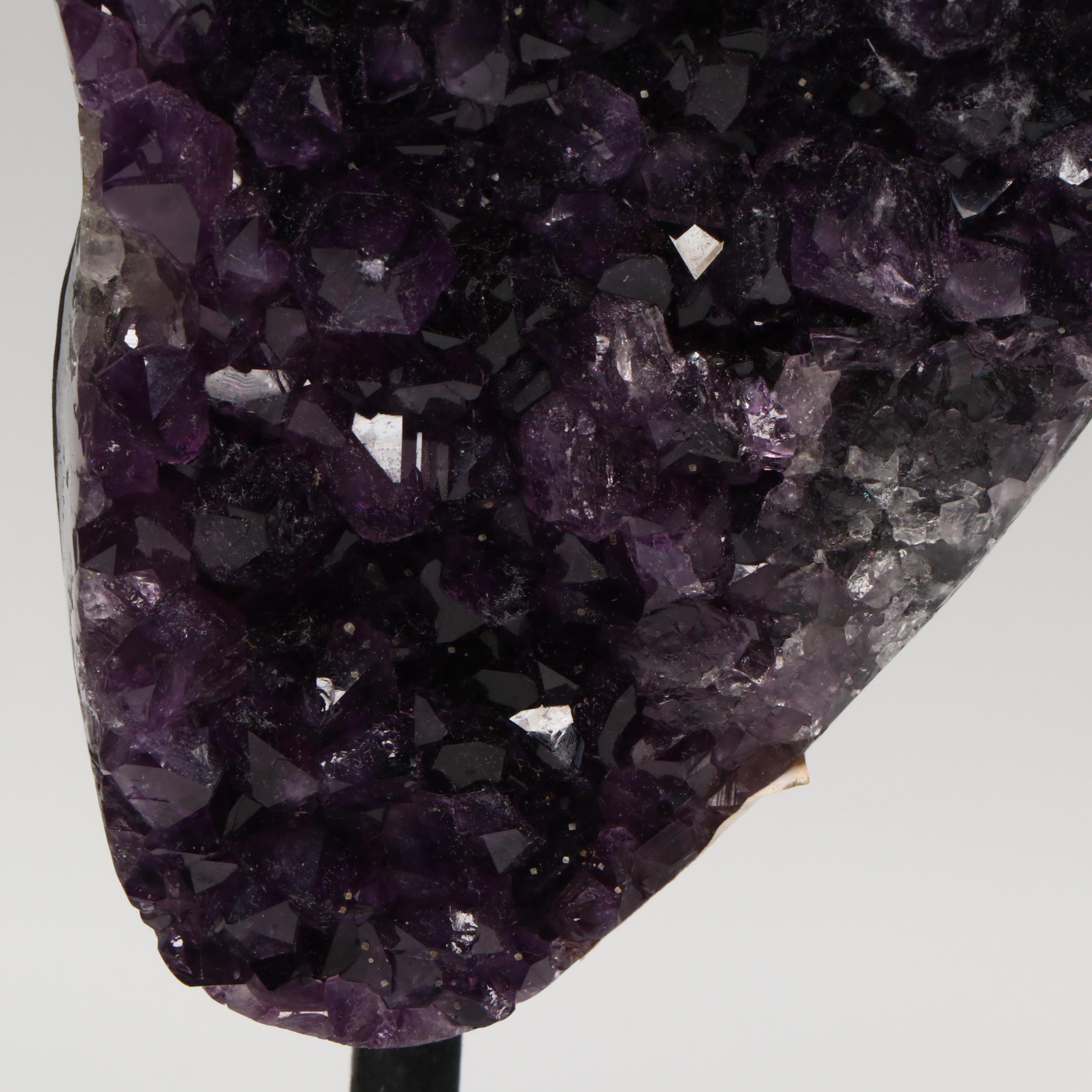 Amethyst Specimens on Modern Metal Stands
