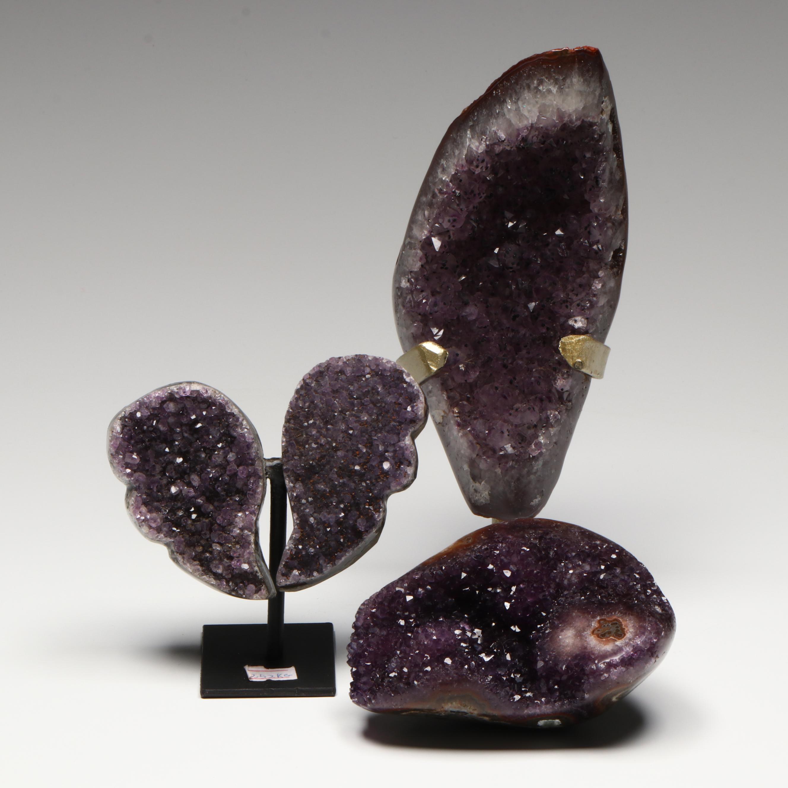 Amethyst Specimens on Modern Metal Stands
