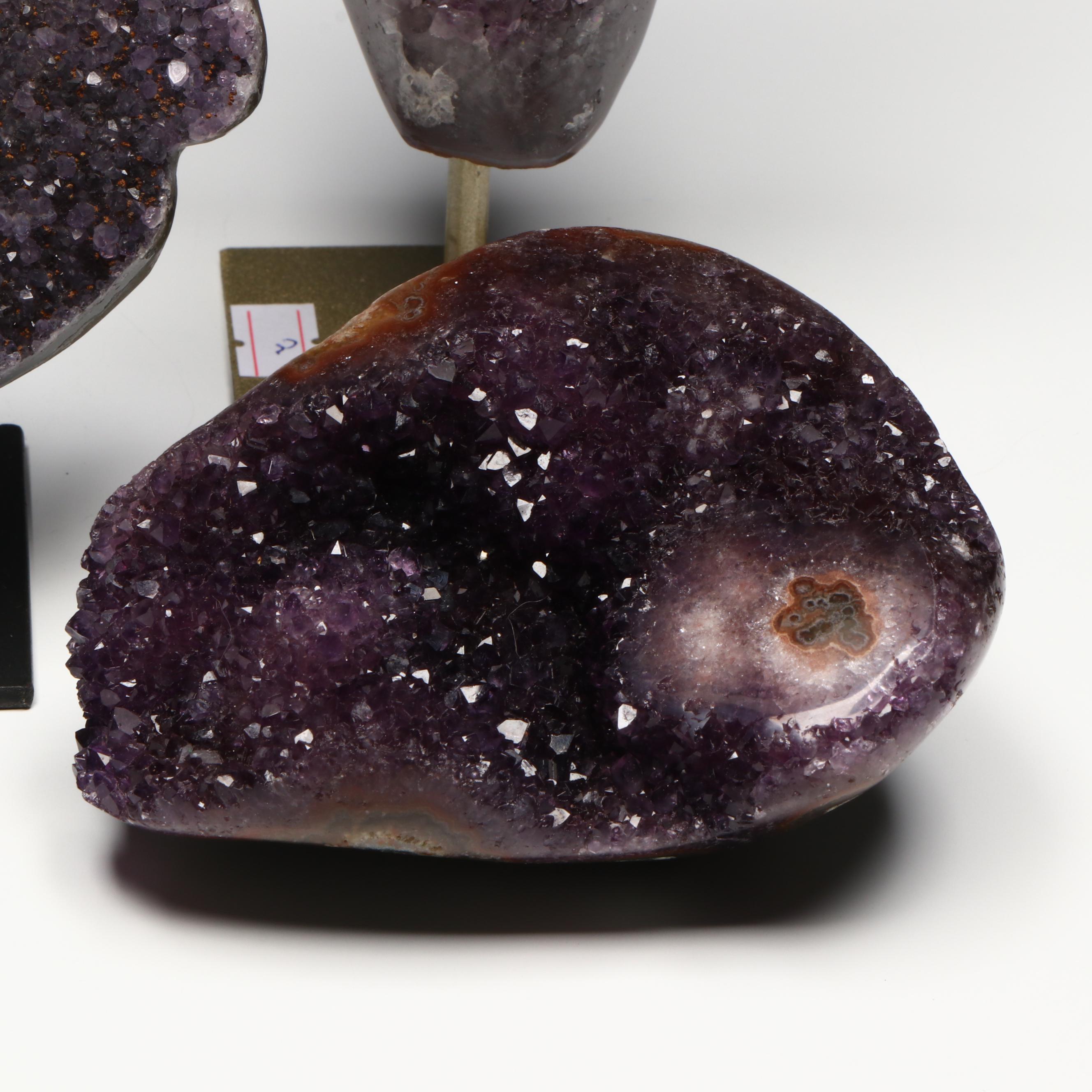 Amethyst Specimens on Modern Metal Stands
