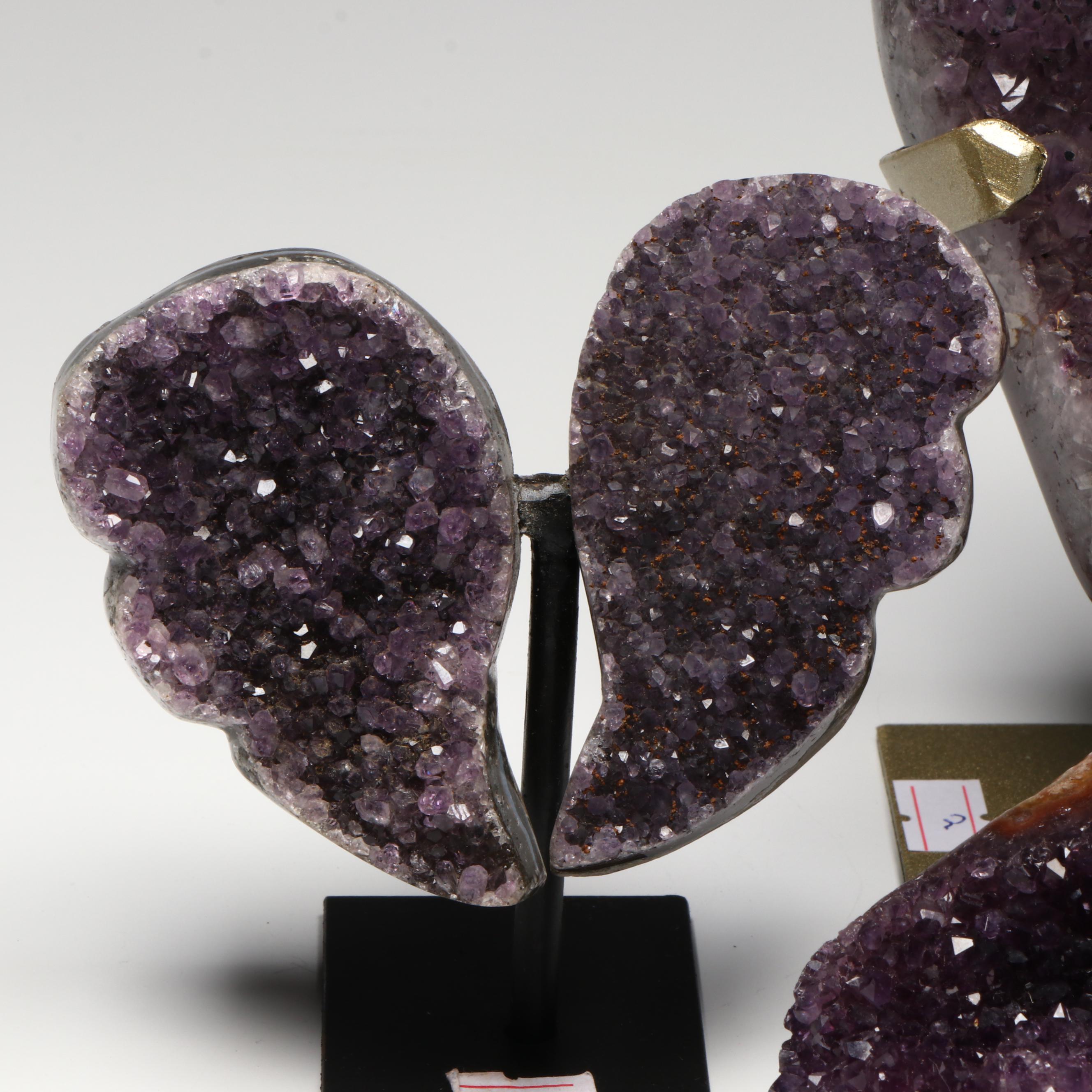 Amethyst Specimens on Modern Metal Stands