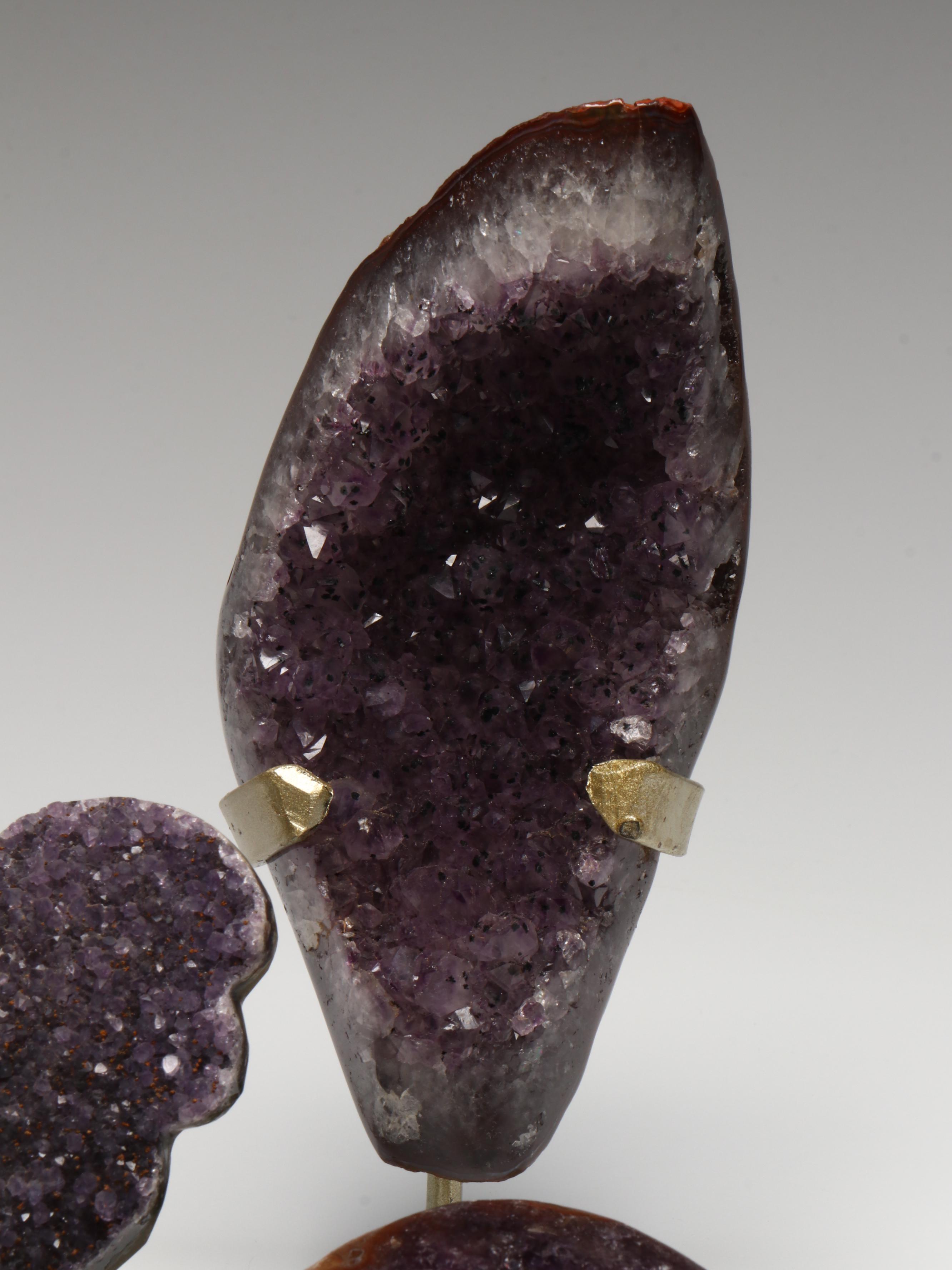 Amethyst Specimens on Modern Metal Stands