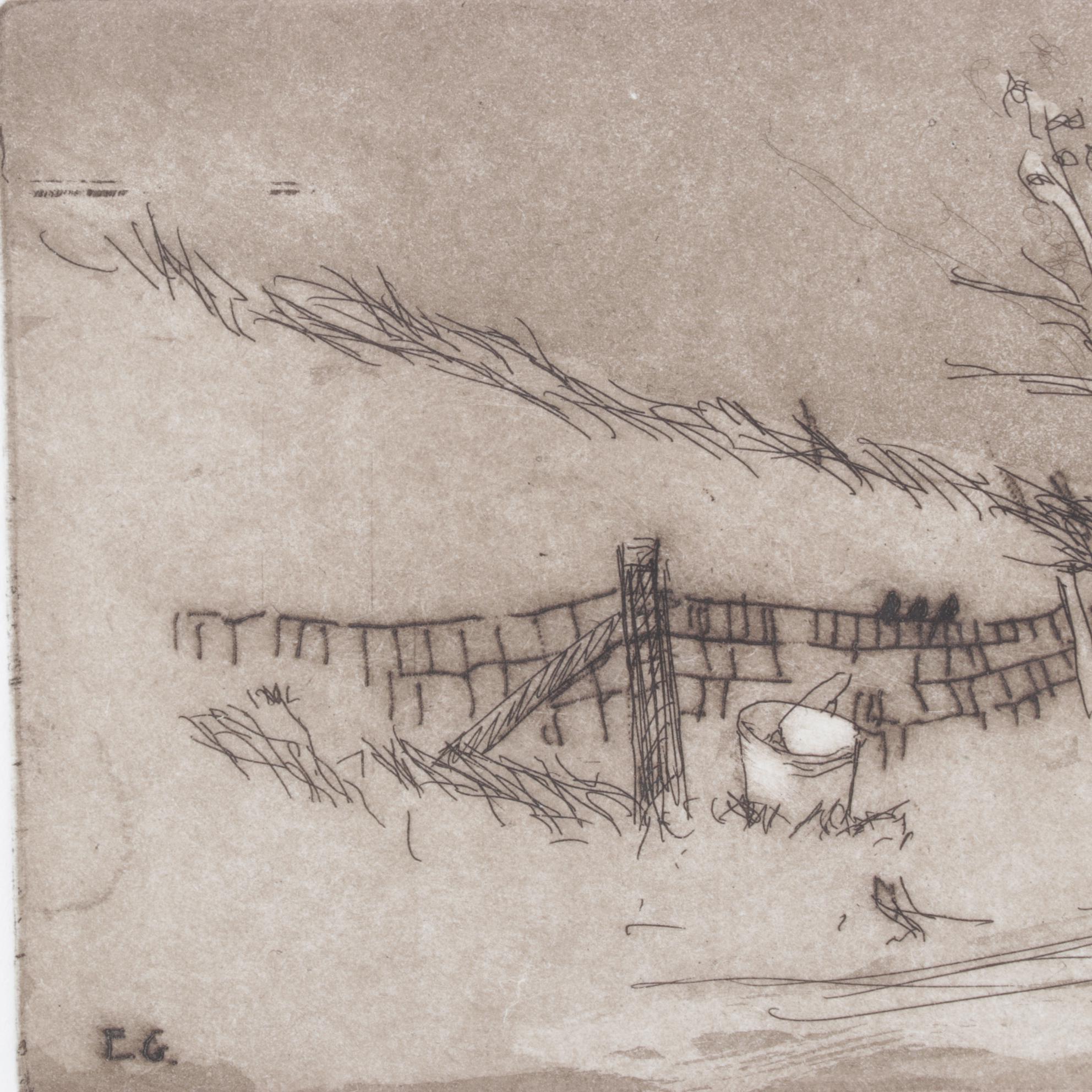 Ed Gifford "Yoders Mailbox" Hand-Colored Etching, 1980