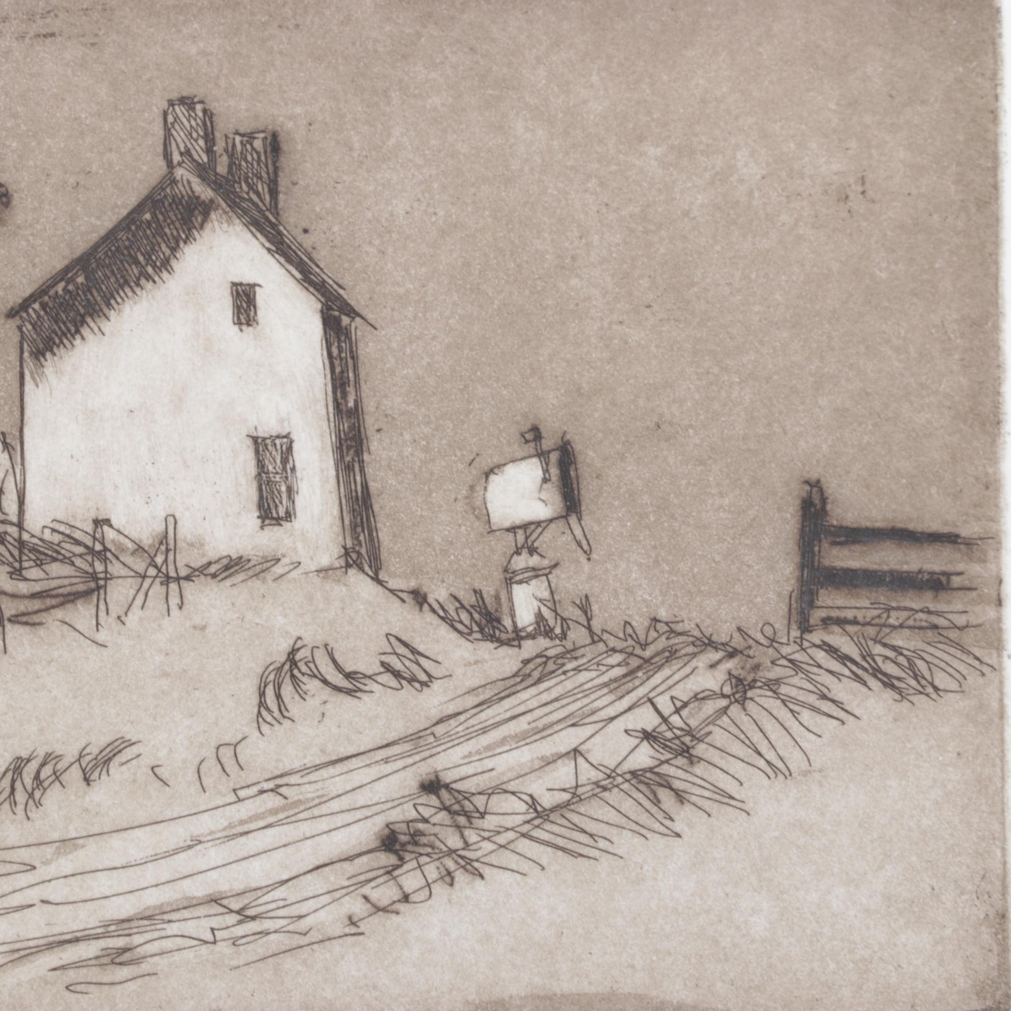 Ed Gifford "Yoders Mailbox" Hand-Colored Etching, 1980