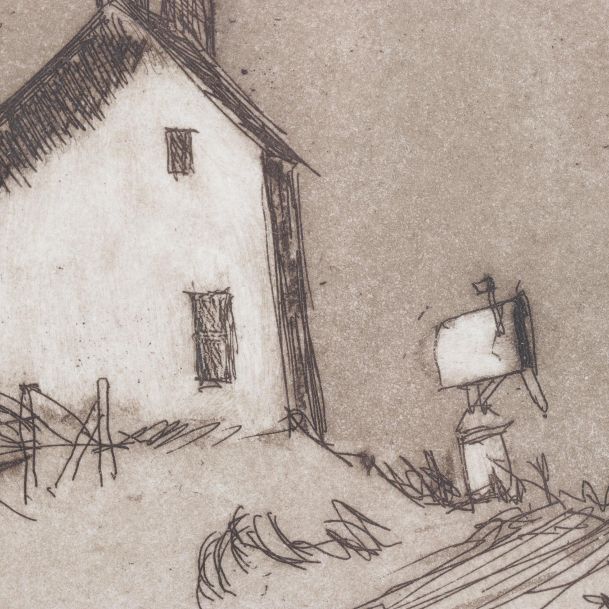 Ed Gifford "Yoders Mailbox" Hand-Colored Etching, 1980