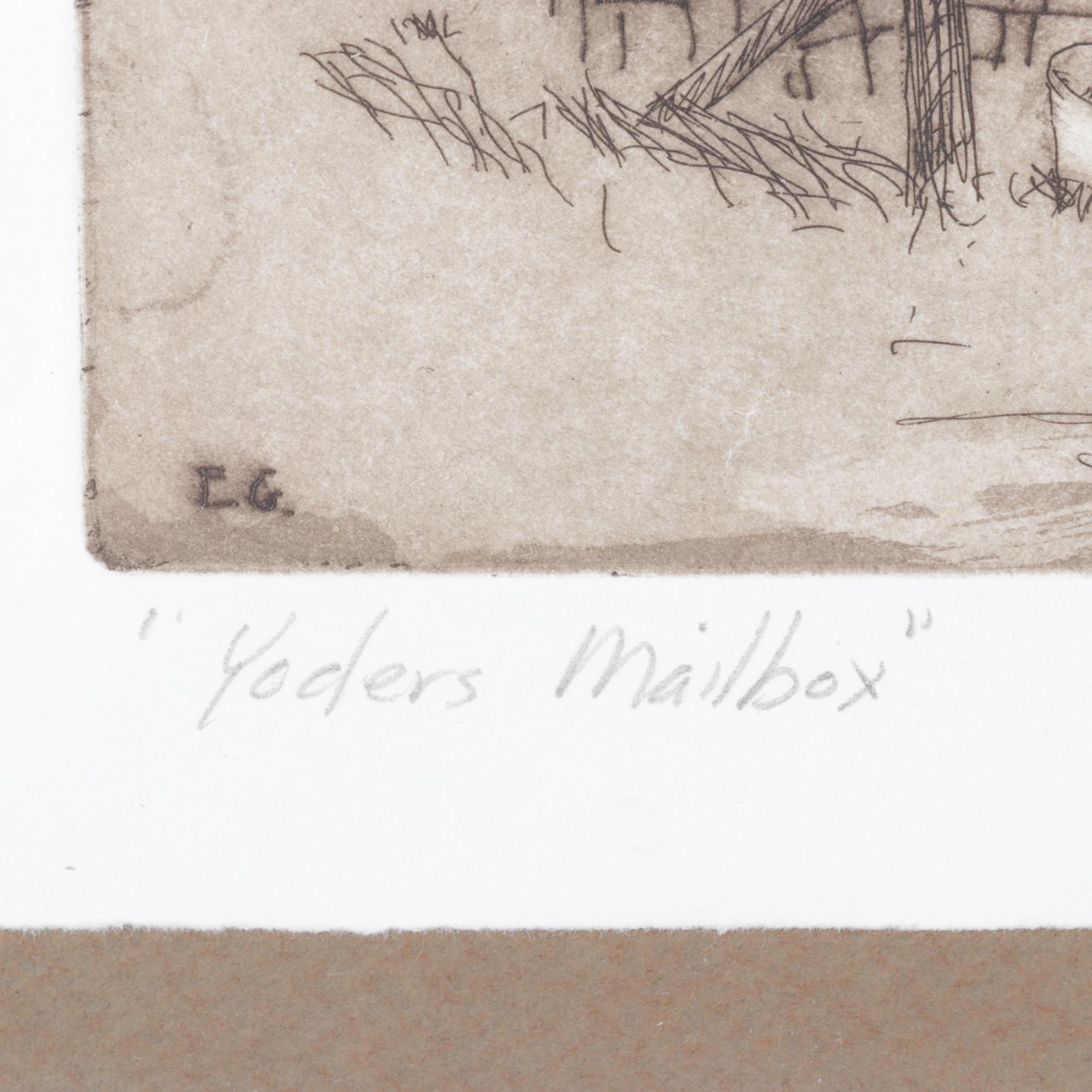 Ed Gifford "Yoders Mailbox" Hand-Colored Etching, 1980