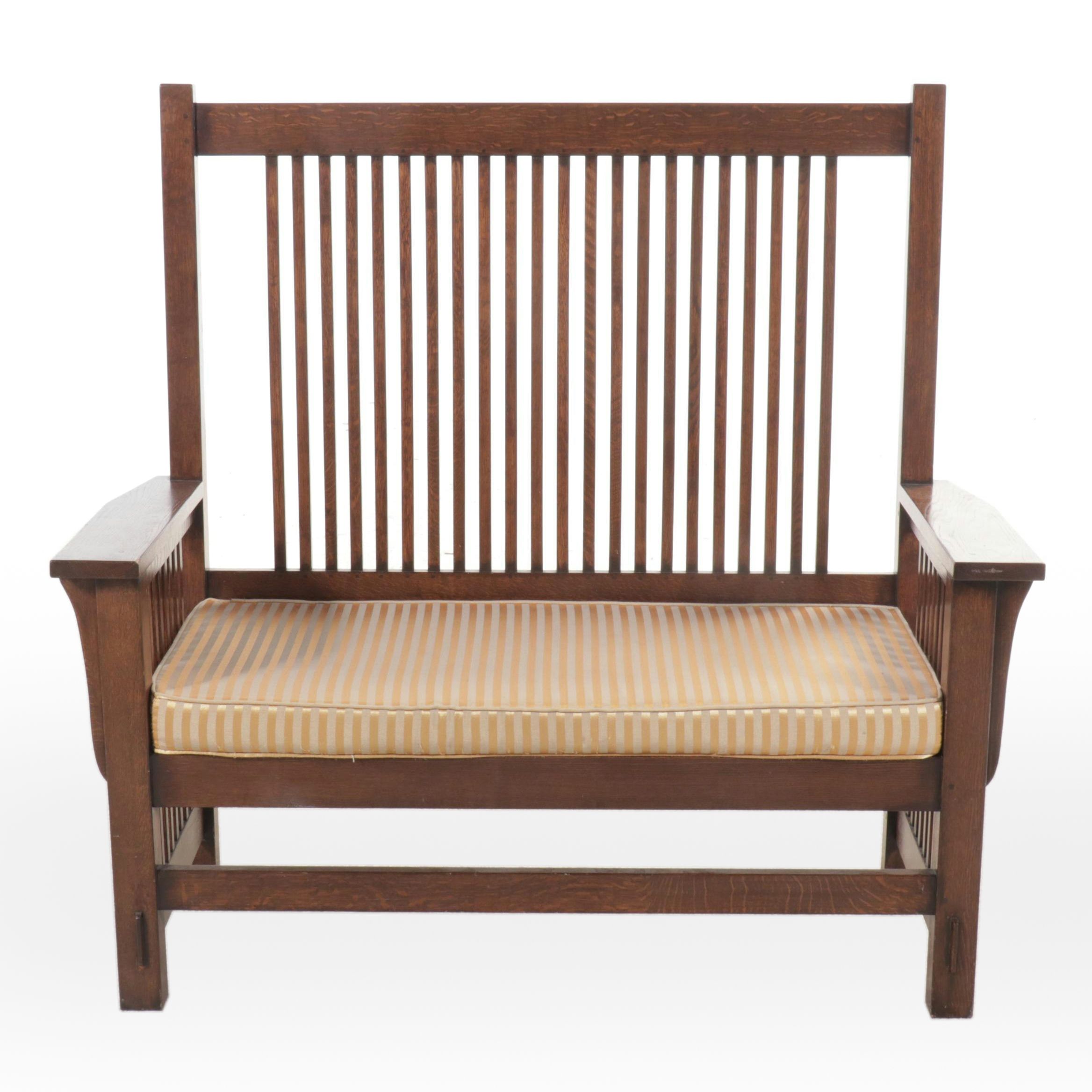 Mission Style Oak Settee, Early to Mid-20th Century