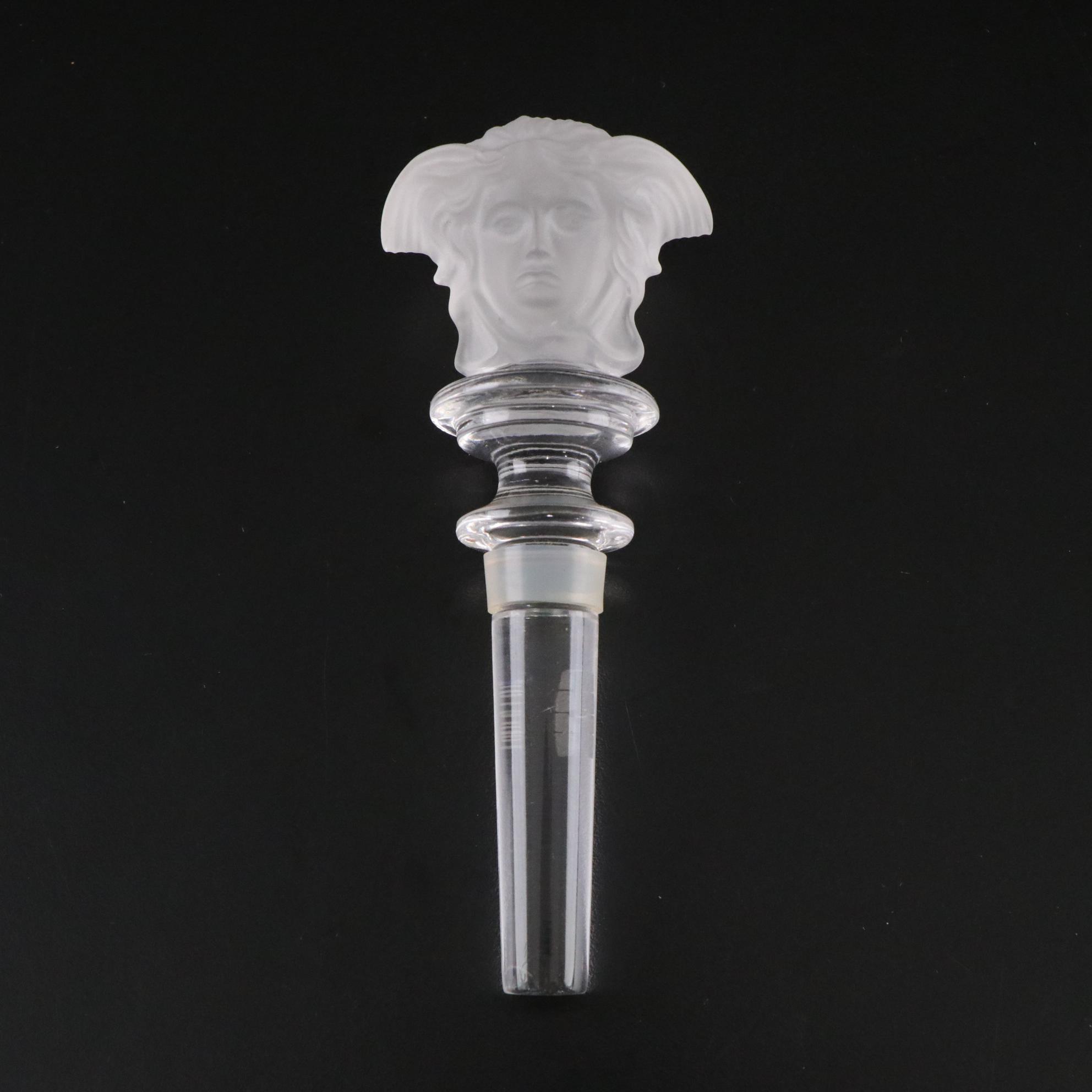 Rosenthal for Versace "Medusa" Lumiere Frosted Crystal Wine Bottle Stopper