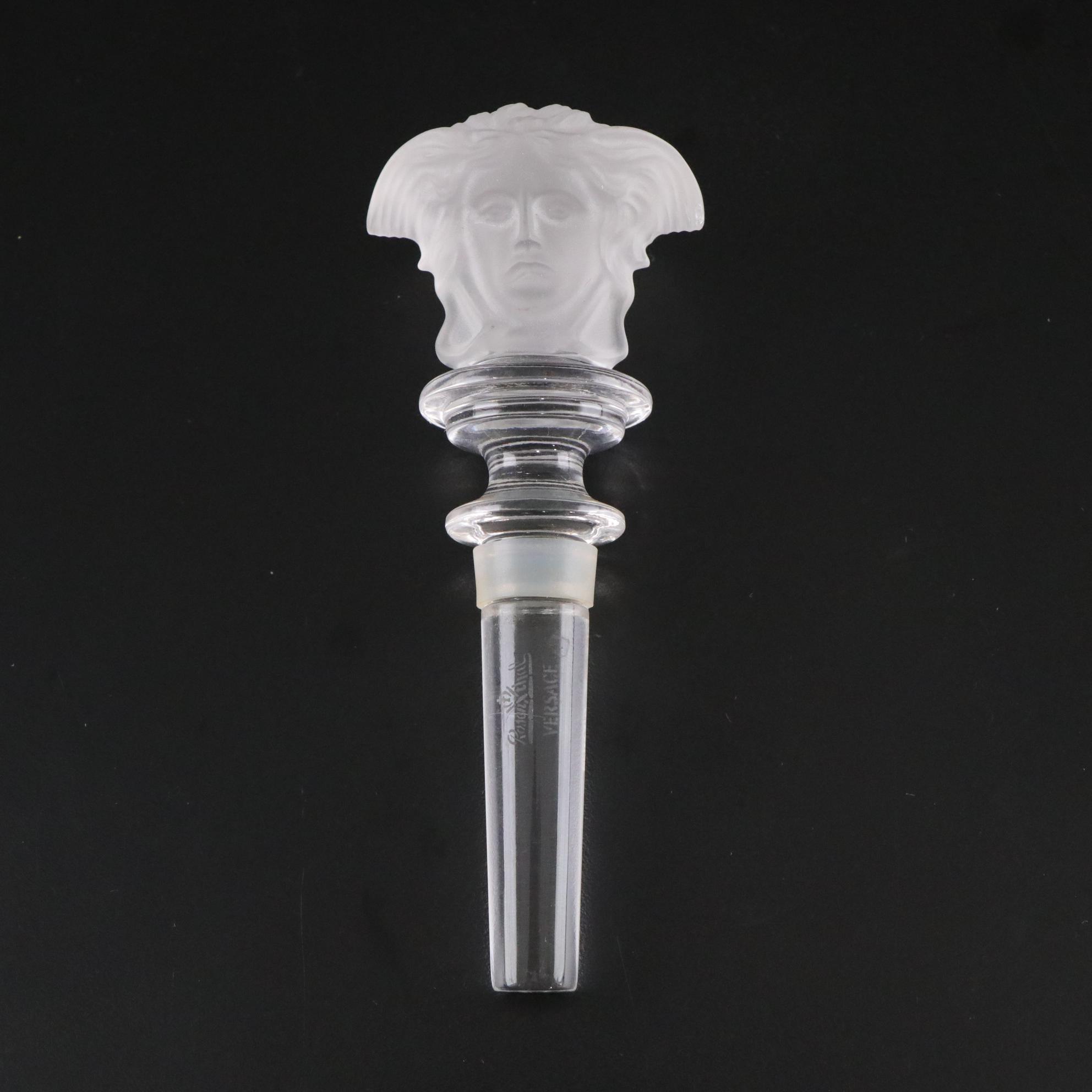 Rosenthal for Versace "Medusa" Lumiere Frosted Crystal Wine Bottle Stopper
